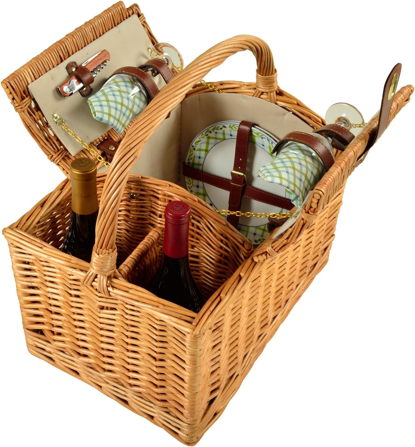 Picnic at Ascot Vineyard Willow Picnic Basket with service for 2 - Gazebo