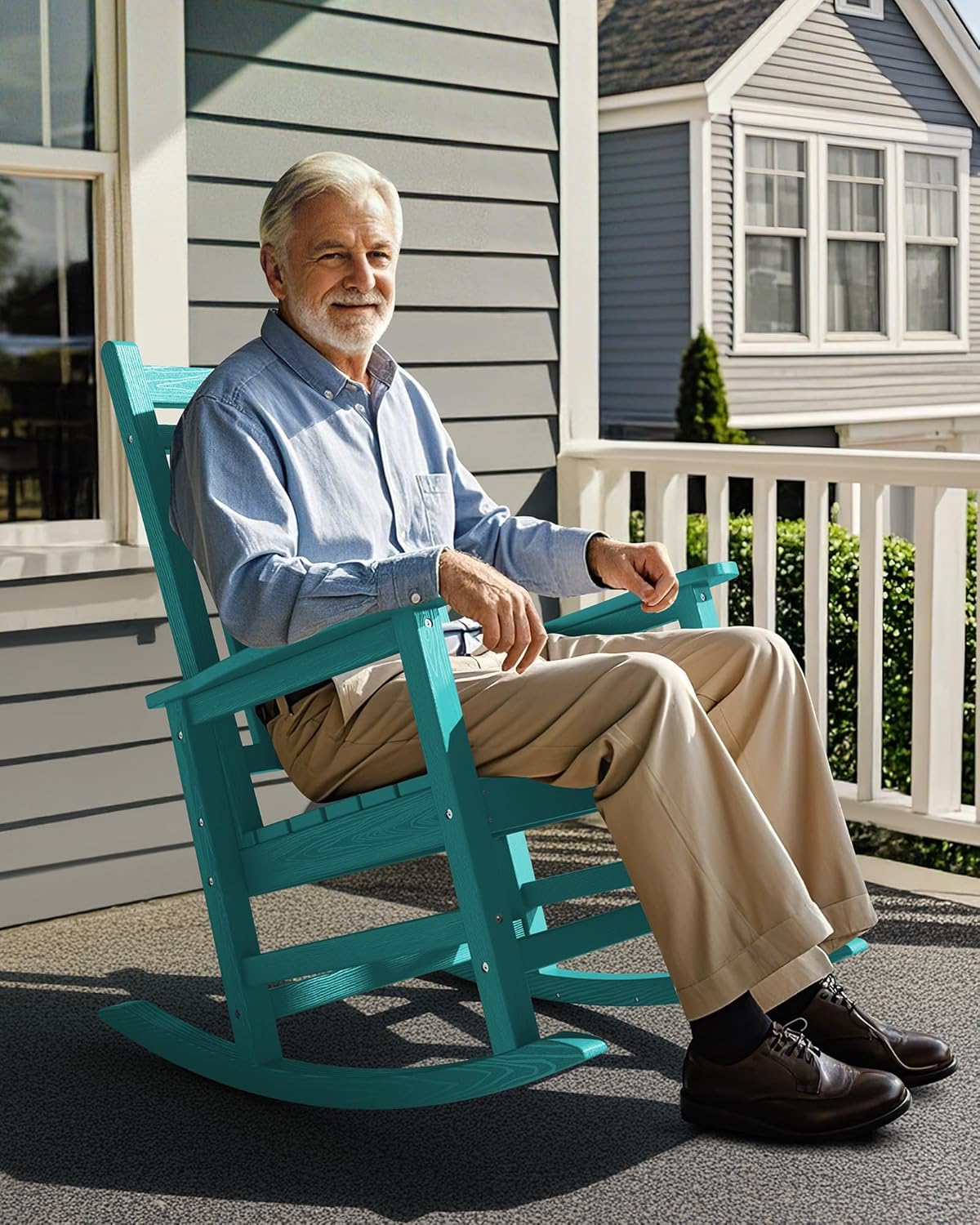 SEWALL HDPE Rocking Chair, Oversized Outdoor Rocking Chair for Adults, Patio Rocker for Porch, Aruba