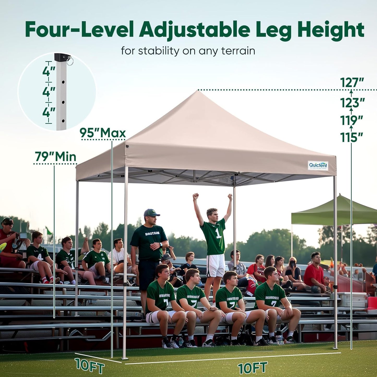 Quictent 10x10 Heavy Duty Pop Up Canopy Tent- Easy up Outdoor Commercial Canopies, Waterproof, 11ft Interior Height, Easy Setup, Includes Sand Weight Bags and Wheeled Carry Bag