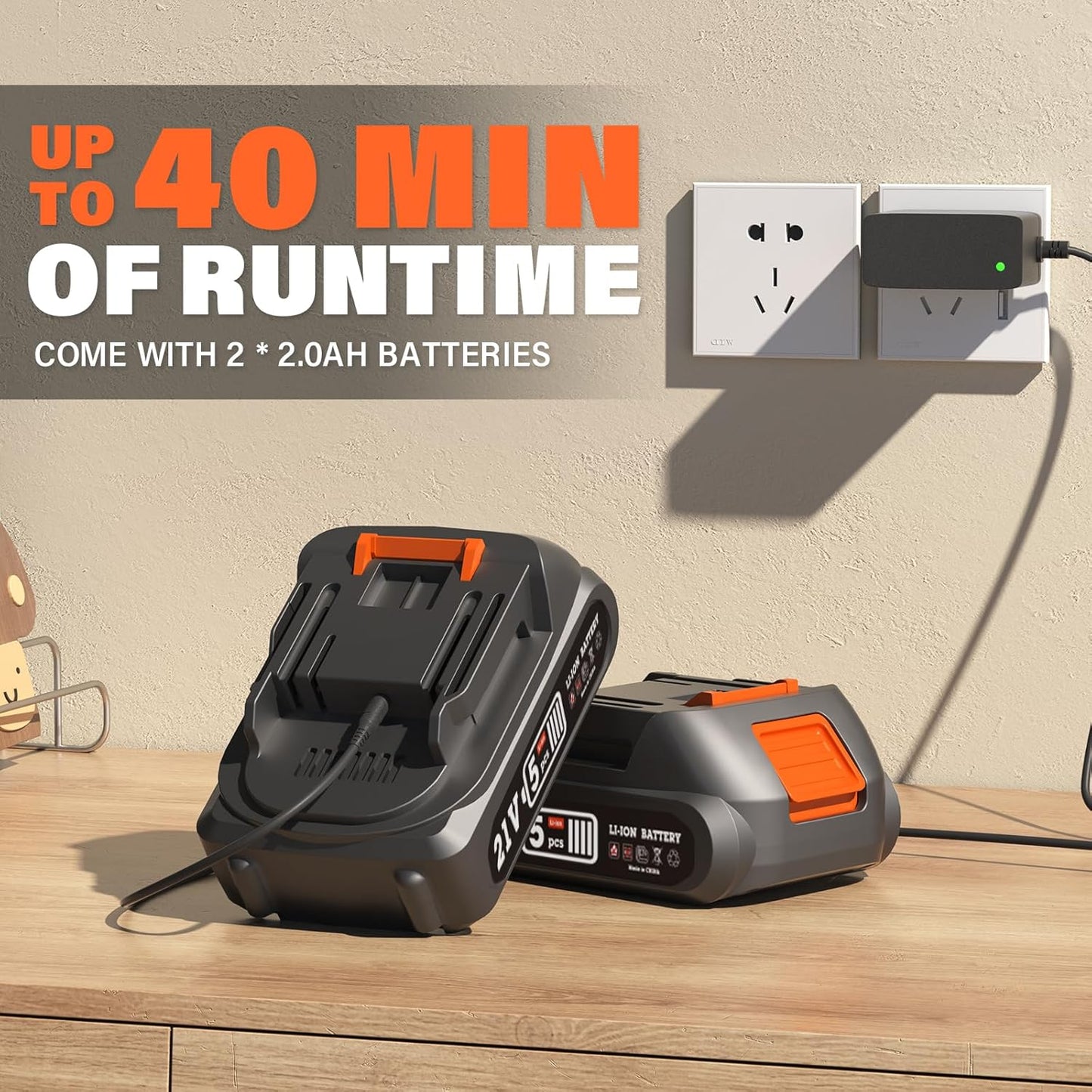 SOYUS Leaf Blower, 20V Leaf Blower Cordless with 2x2.0Ah Battery and Charger, 150 MPH Electric Leaf Blowers with Two-Speed Mode, Blowers for Lawn Care, Debris Dust Cleaning(Orange)