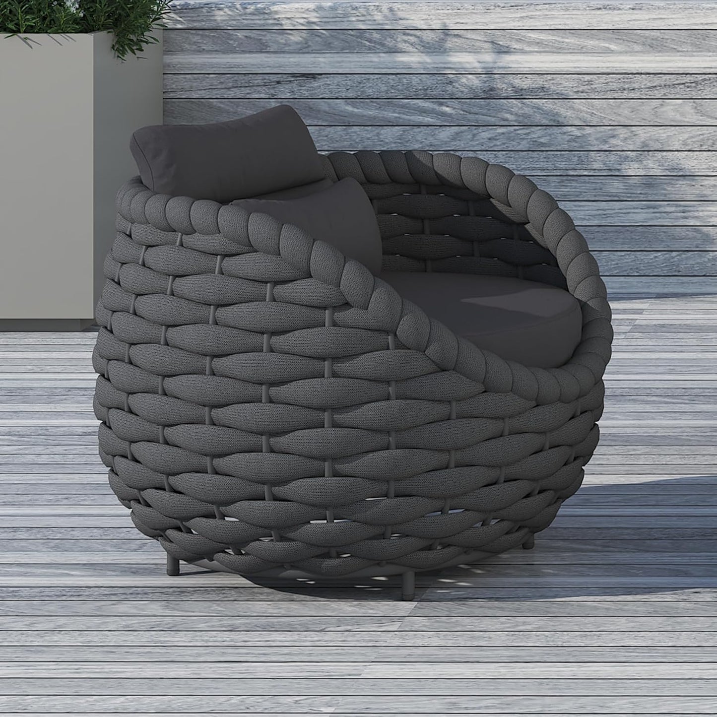 TWT 4 Pieces Patio Sofas All-Weather Teslin Rope Balcony Furniture with Cushions & Pillows, Patio Couch Outdoor Patio Furniture Set for Indoor, Balcony, Backyard, Poolside, Dark Grey