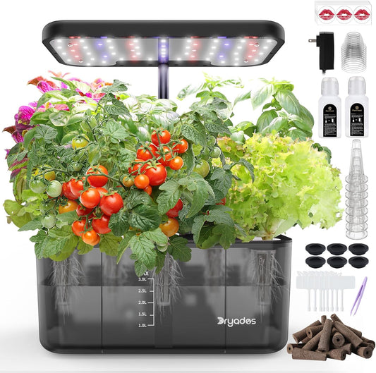 Hydroponics Growing System Indoor Garden, 8 Pods Indoor Herb Garden Kit Countertop with LED Grow Light Quiet Smart Water Pump for Home Kitchen Office, Gift Ideas for Women Men