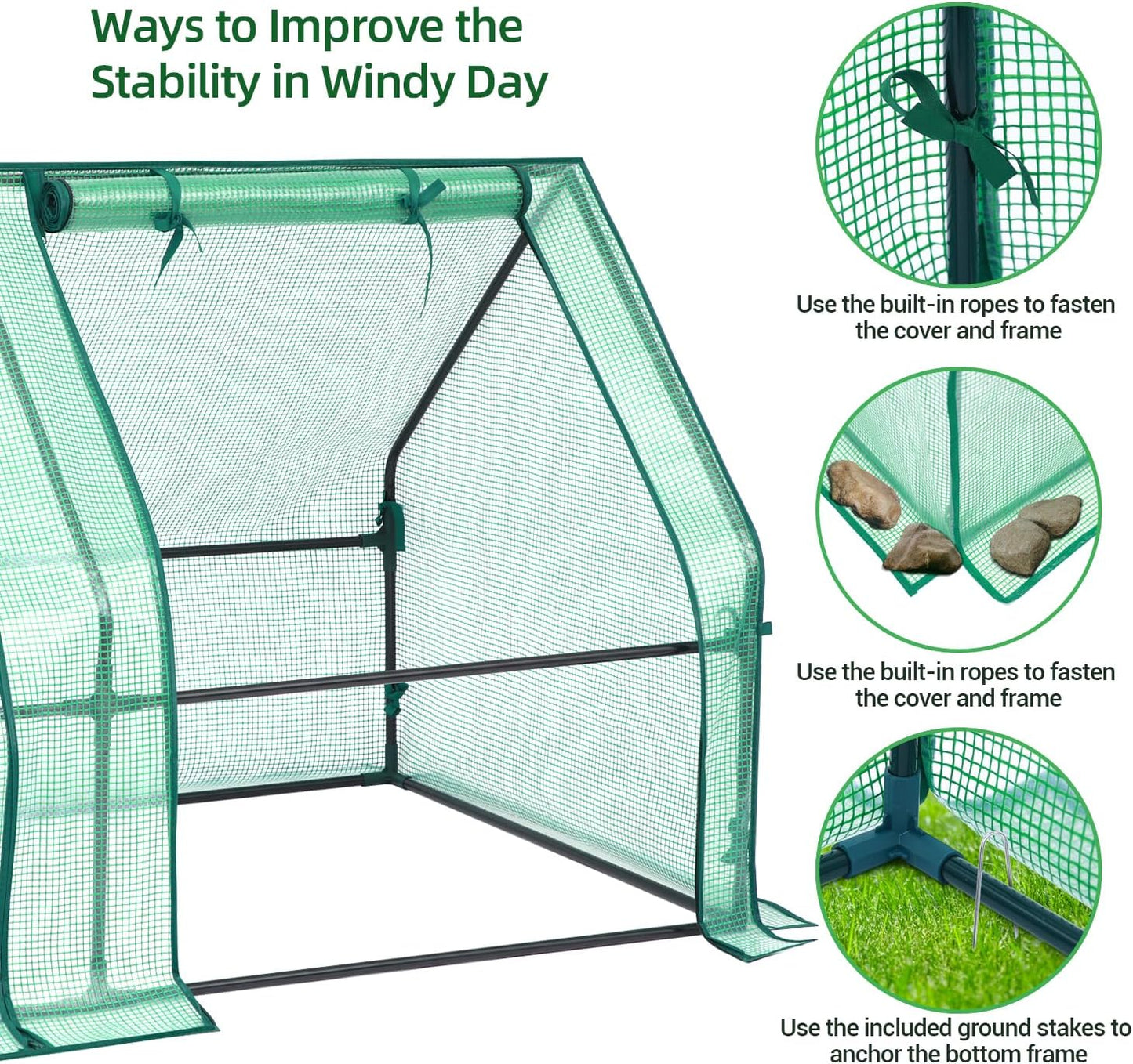 Ohuhu Portable Mini Greenhouse, 71"x36"x36" Greenhouses for Outdoors with Dual Large Zipper Doors & Ground Stakes, Waterproof & UV Protected Plastic Green House for Outside Garden Patio Backyard
