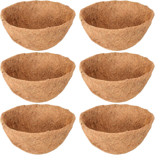 Legigo 6 Pack 14 Inch Hanging Basket Coco Liners Replacement, 100% Natural Round Coconut Coco Fiber Planter Basket Liners for Hanging Basket Flowers/Vegetables