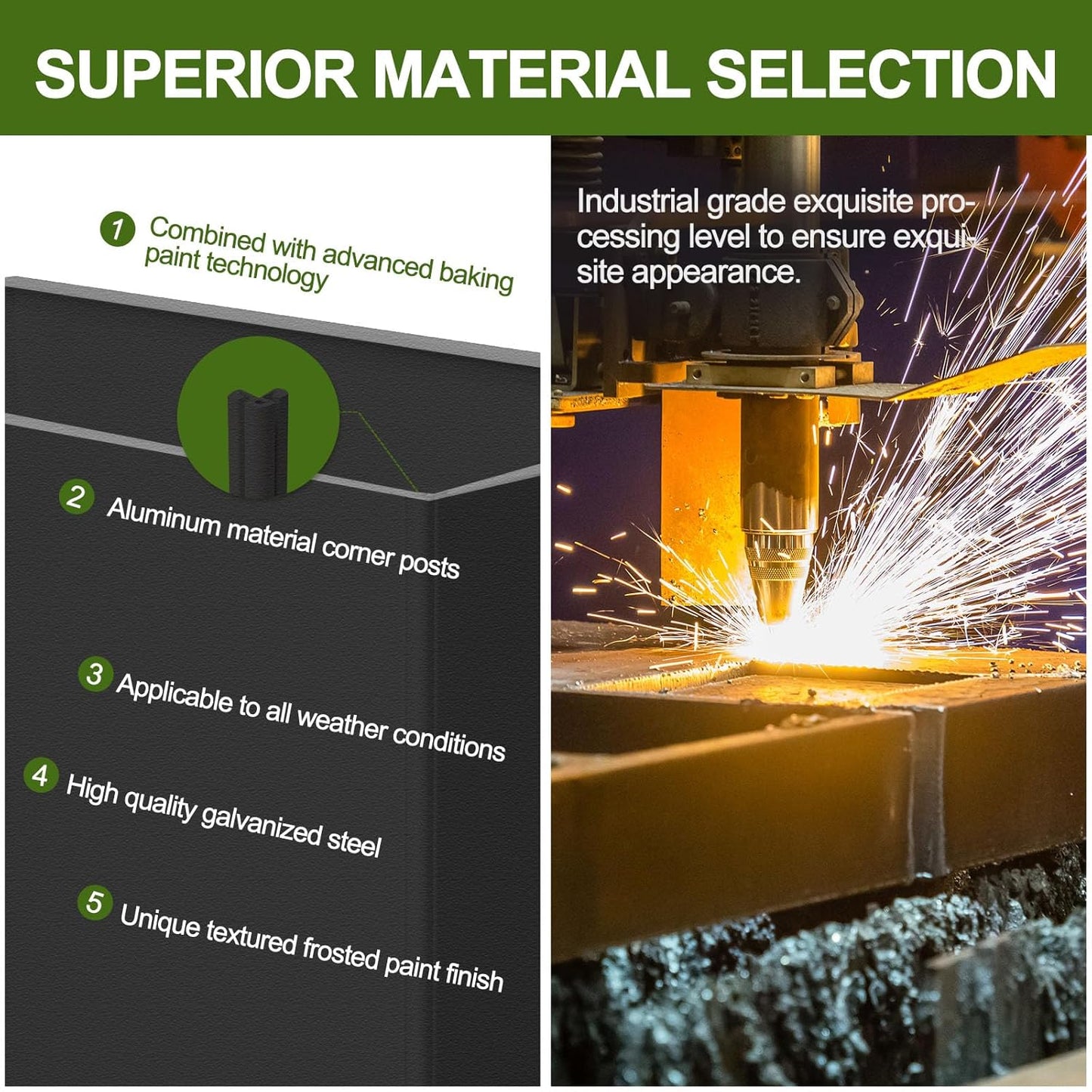 Planter Box Rectangular Block - 24×16×12IN Galvanized Steel Metal Long Box Planter Easy Installation Modern Outdoor Tall Planters All-Weather Use with Drainage Holes for Patio/Porch(Black)