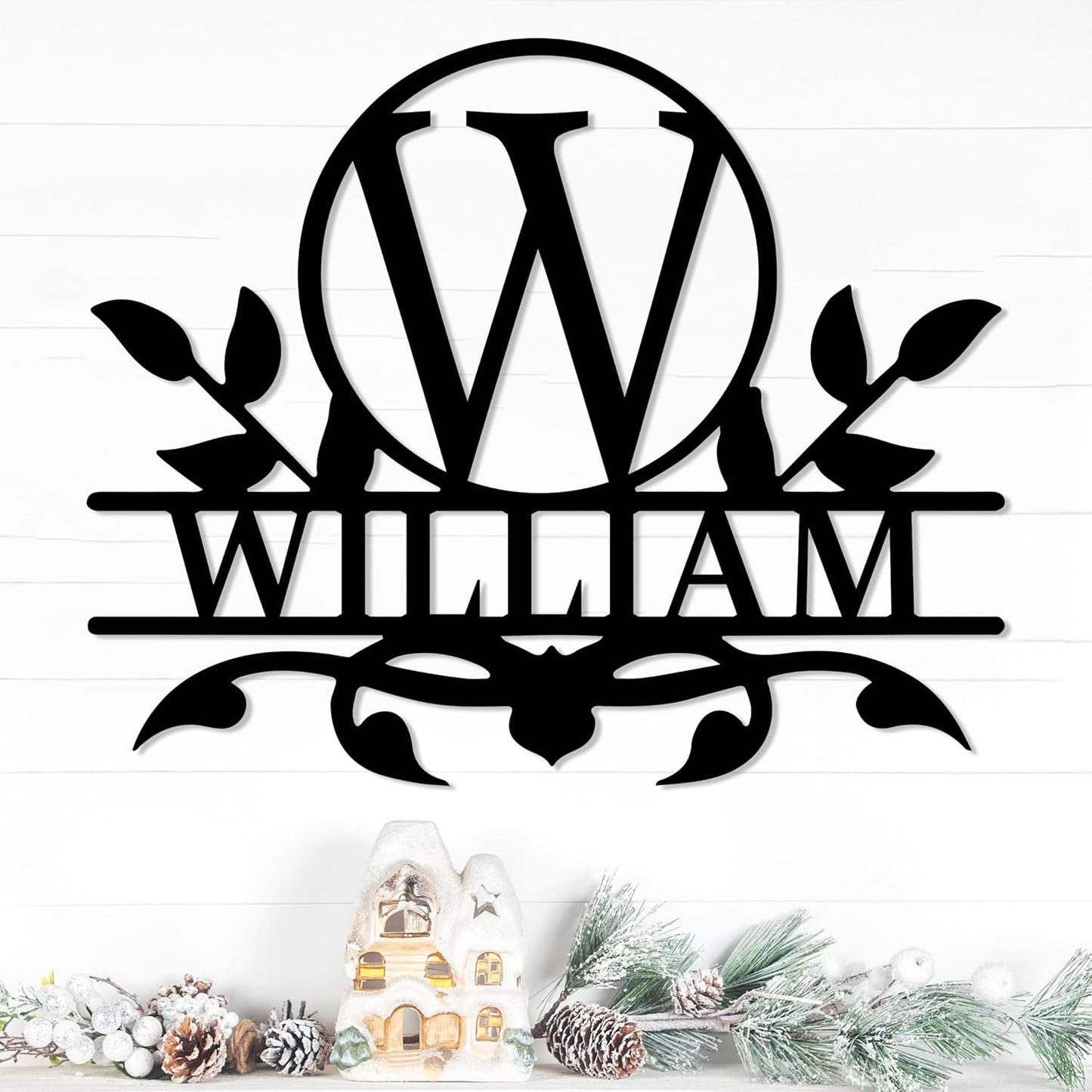 Personalized Metal Name Sign, Custom Monogram Wall Decor, Family Name Sign, Various Sizes & Colors, Steel, 12 inches