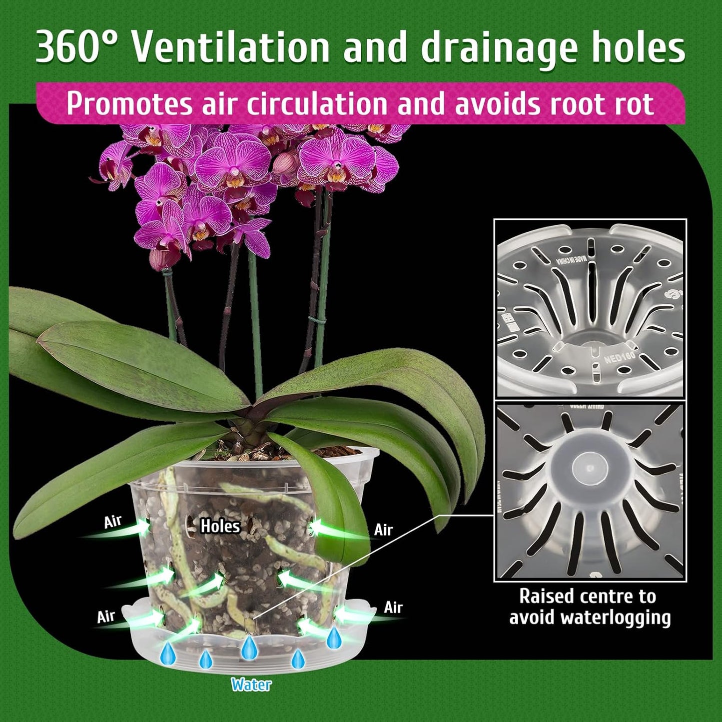 REMIAWY Orchid Pot, 8 Pack Orchid Pots with Holes and Saucers, 5.5 Inch Clear Plastic Flower Planters for Repotting Indoor Outdoor, Breathable Slotted Nursery Planter