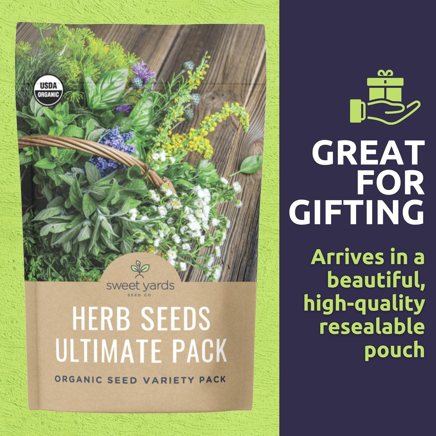Organic Herb Seeds Variety Pack - 35 Individual Packs - 2025 Season - Basil, Cilantro, Dill, Thyme, Parsley and More! for Indoor & Outdoor Planting (Non-GMO, Certified Organic)