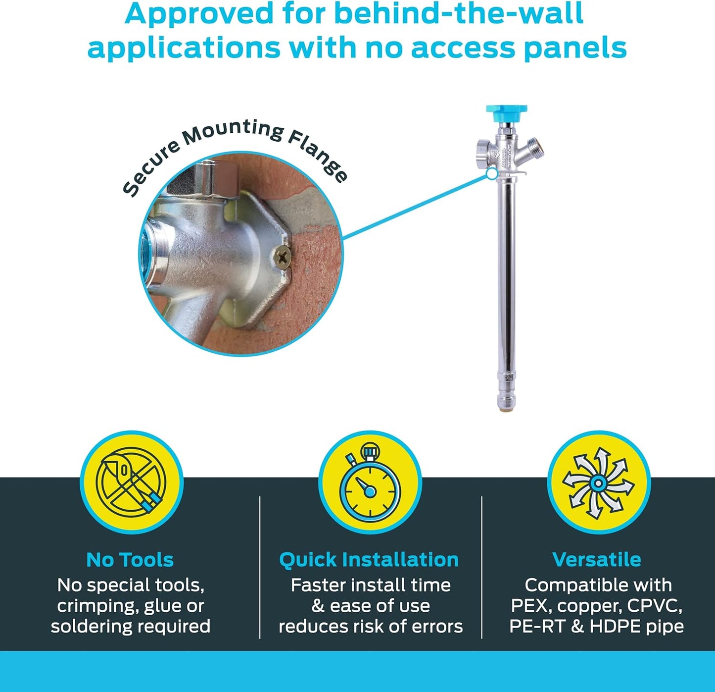 SharkBite 10 Inch Frost Free Sillcock, 1/2 x 3/4 Inch MHT, Push to Connect Brass Plumbing Fitting, PEX Pipe, Copper, CPVC, PE-RT, HDPE, 24629LF