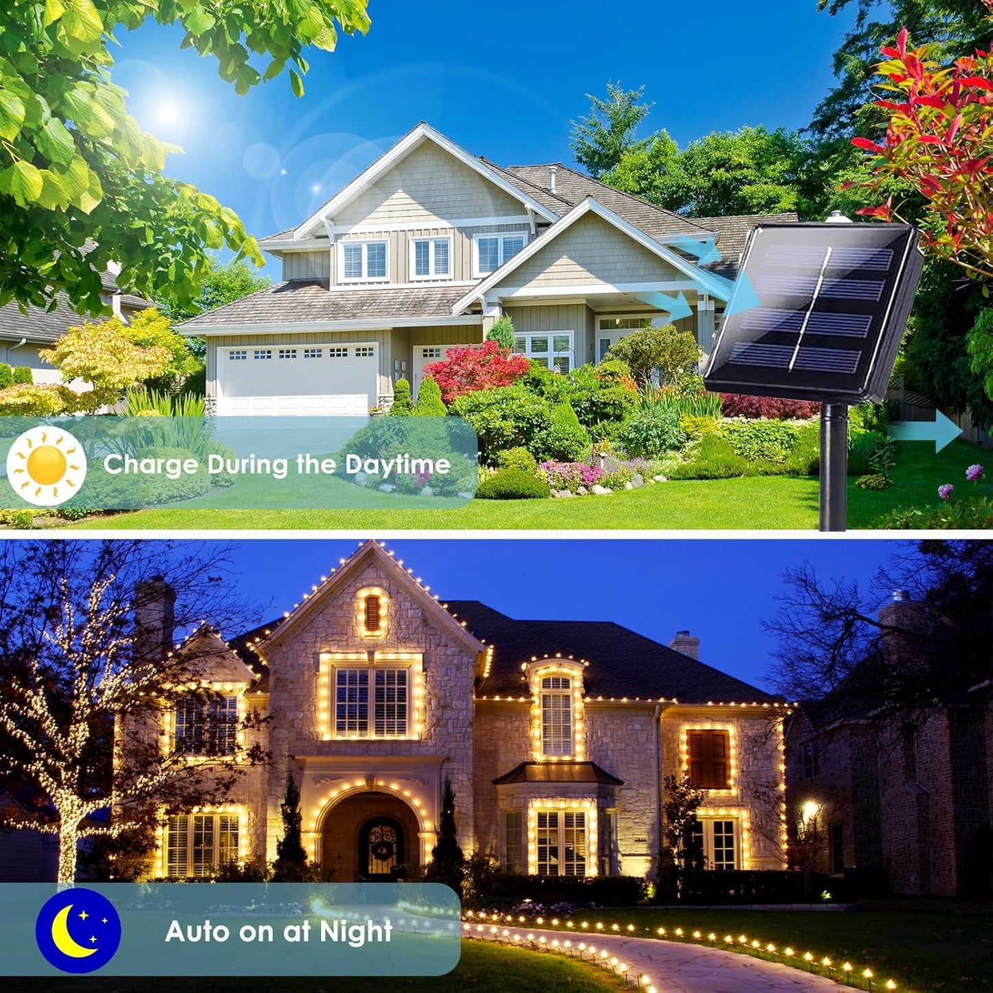 6-Pack Solar String Lights Outdoor, Extra-Long 600LED Fairy Lights Waterproof, Solar Twinkle Lights Copper Wire 8 Modes Fairy Twinkle Light for Xmas Tree Garden Party Wedding (Warm White)