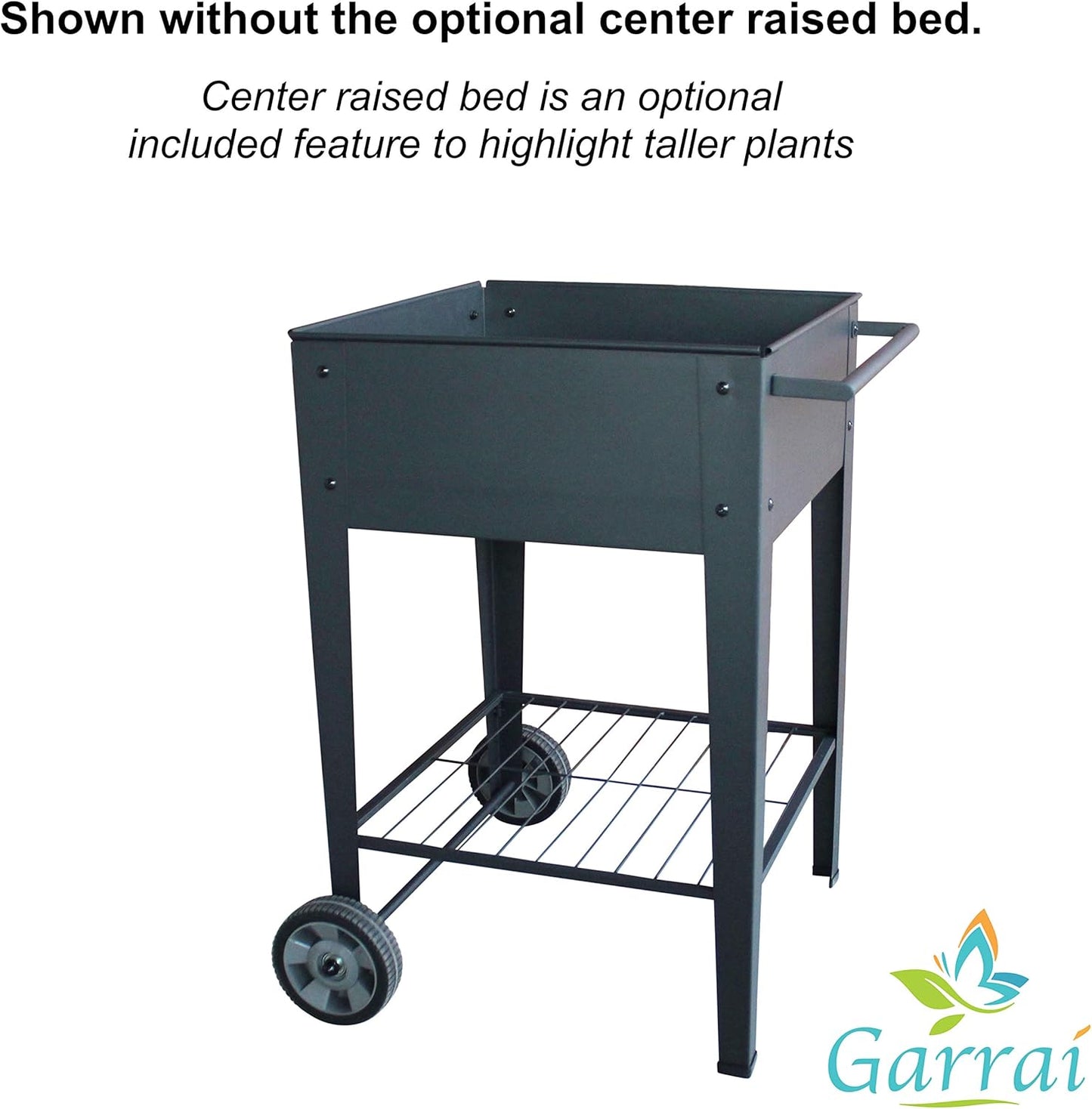 GarraÌ Raised Planter Box -Garden Cart with Wheels, Movable Square Outdoor Elevated Garden Bed with Wheels- Grow Vegetables Flowers Herbs on Patio, Deck, or Yard