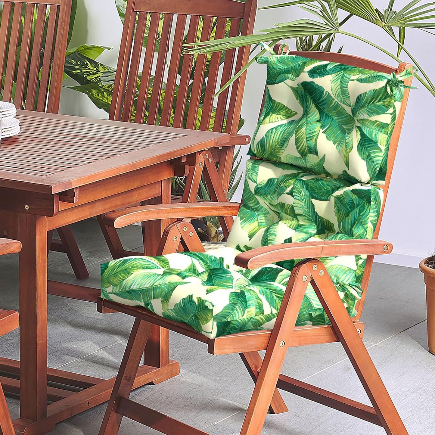 LVTXIII Outdoor Adirondack Chair Cushions, L44” x W22” x H4 Patio Tufted High Back Cushions, Seasonal Replacement Rocking Chair Cushion for Home Garden Furnitue, Set of 2, Swaying Palms Capri