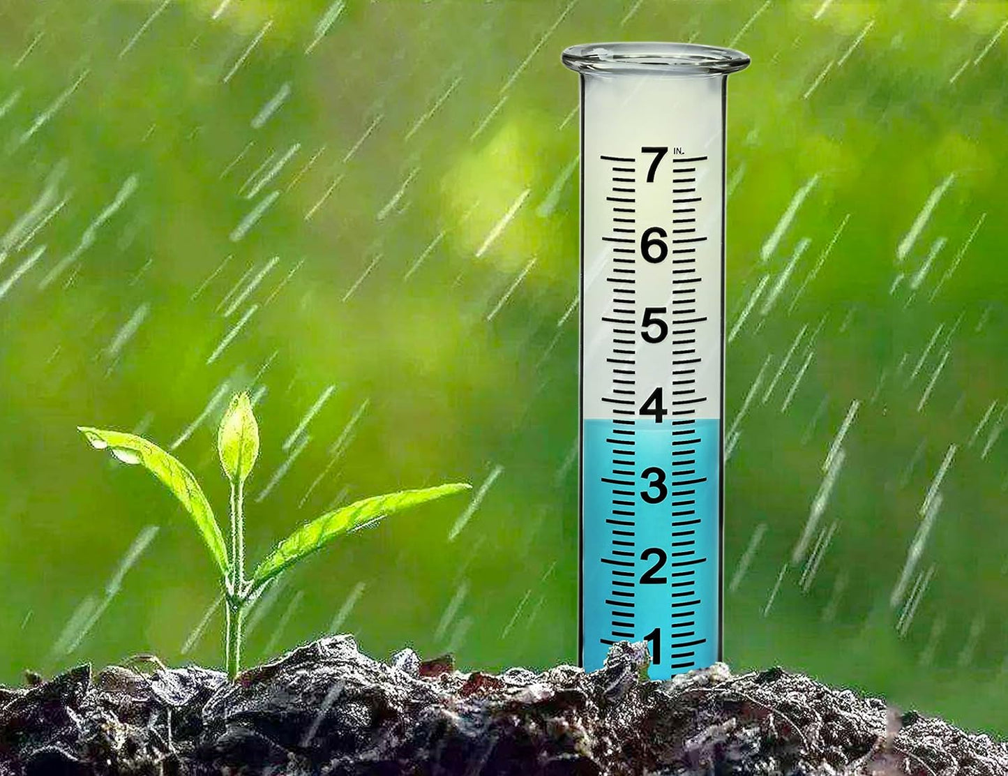 JMBay Rain Gauge Replacement Tube Plastic,7 inch Outdoor Plastic Rain Gauge Tube for Garden,Yard,Home.Upgraded Large Font Transparent Measure Tube,Lip Design,Best PCS Tube with Clean Brush