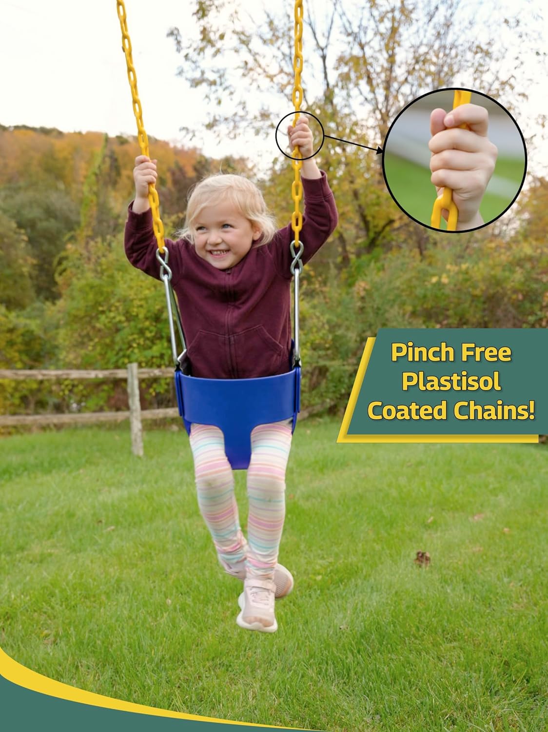 Eastern Jungle Gym Heavy-Duty High Back Full Bucket Toddler Swing Seat | Coated Chains Fully Assembled | Blue Swing Set Accessory