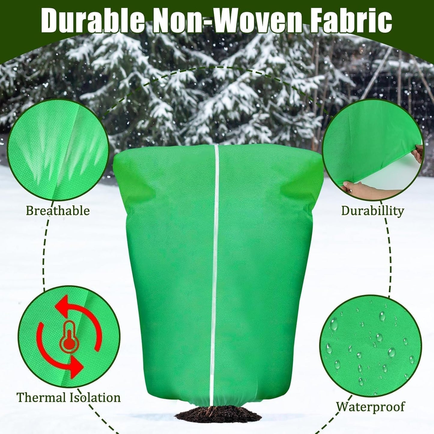 4 Pcs Plant Covers Frost Protection Bag 71" x 47" Winter Reusable Plants Jacket with Drawstring Shrub Protection Wraps Bags Frost Blanket for Winter Outdoor Garden Plants