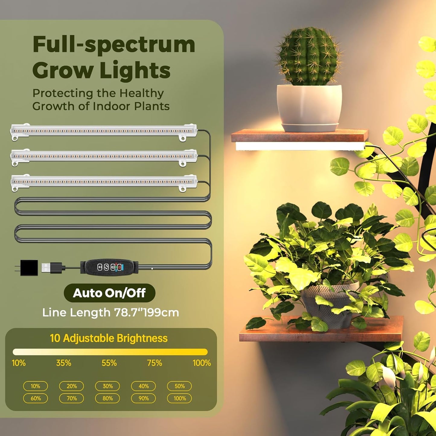 Plant Stand Indoor with Grow Lights, 2-Pack Metal Plant Shelf with 6 Grow Lights, 8 Tiered Corner Plant Shelves, 62" Tall Plant Stands for Indoor Plants Multiple, Plant Rack Display Flower Holder for Living Room, Patio