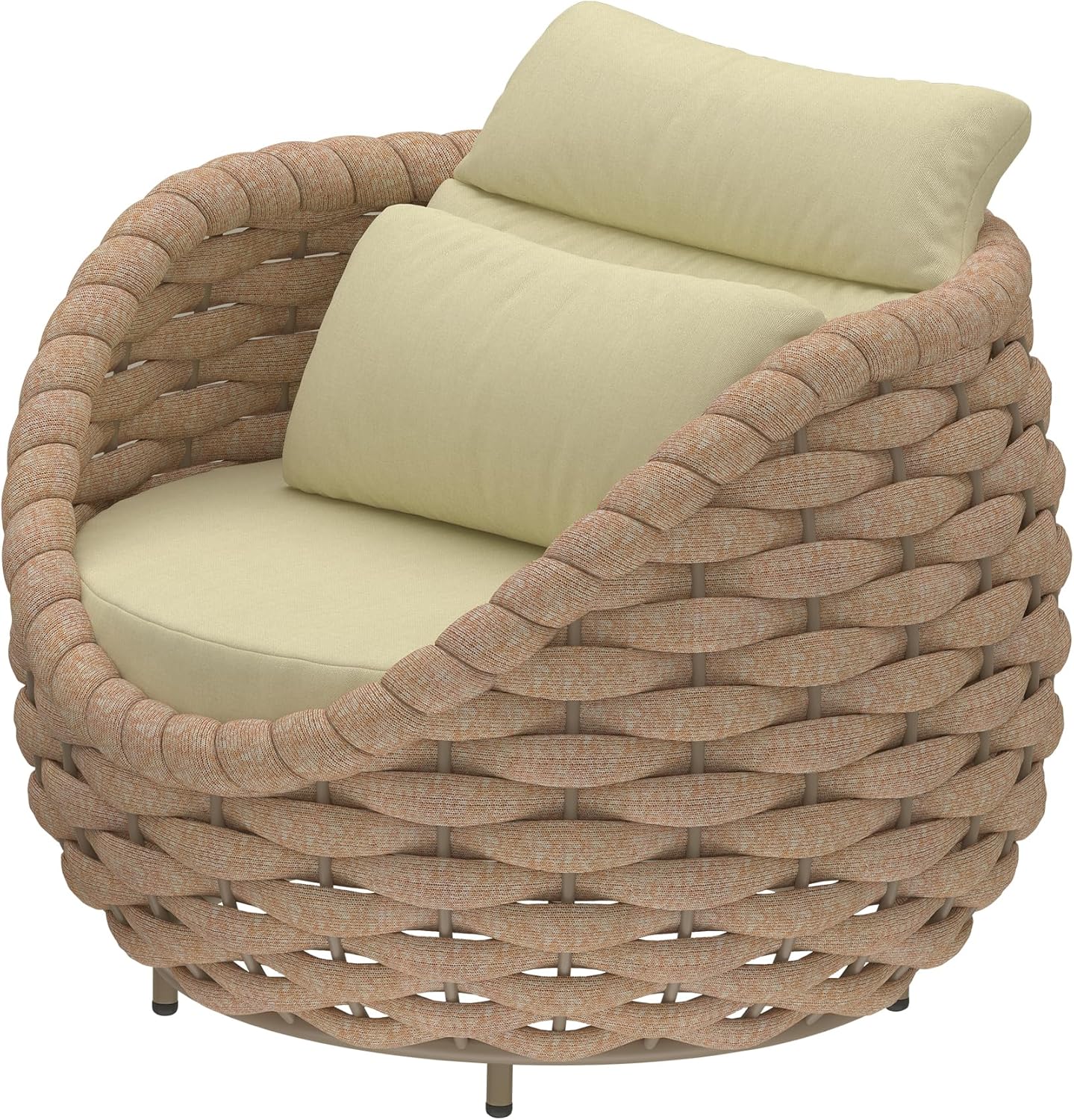 TWT 4 Pieces Patio Sofas, All-Weather Teslin Rope Balcony Furniture with Cushions & Pillows, Patio Couch Outdoor Patio Furniture Set for Indoor, Balcony, Backyard, Deck, Poolside, Light Brown