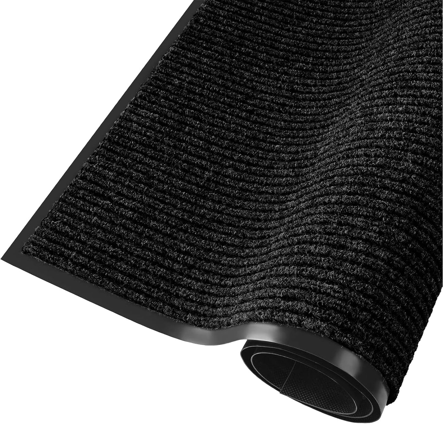 fani Heavy Duty Large Outdoor Indoor Entrance Black Doormat Waterproof Low Profile Entrance Rug Front Door Mat Patio Anti-Skid Rubber Back, 23x72 inch (Black)