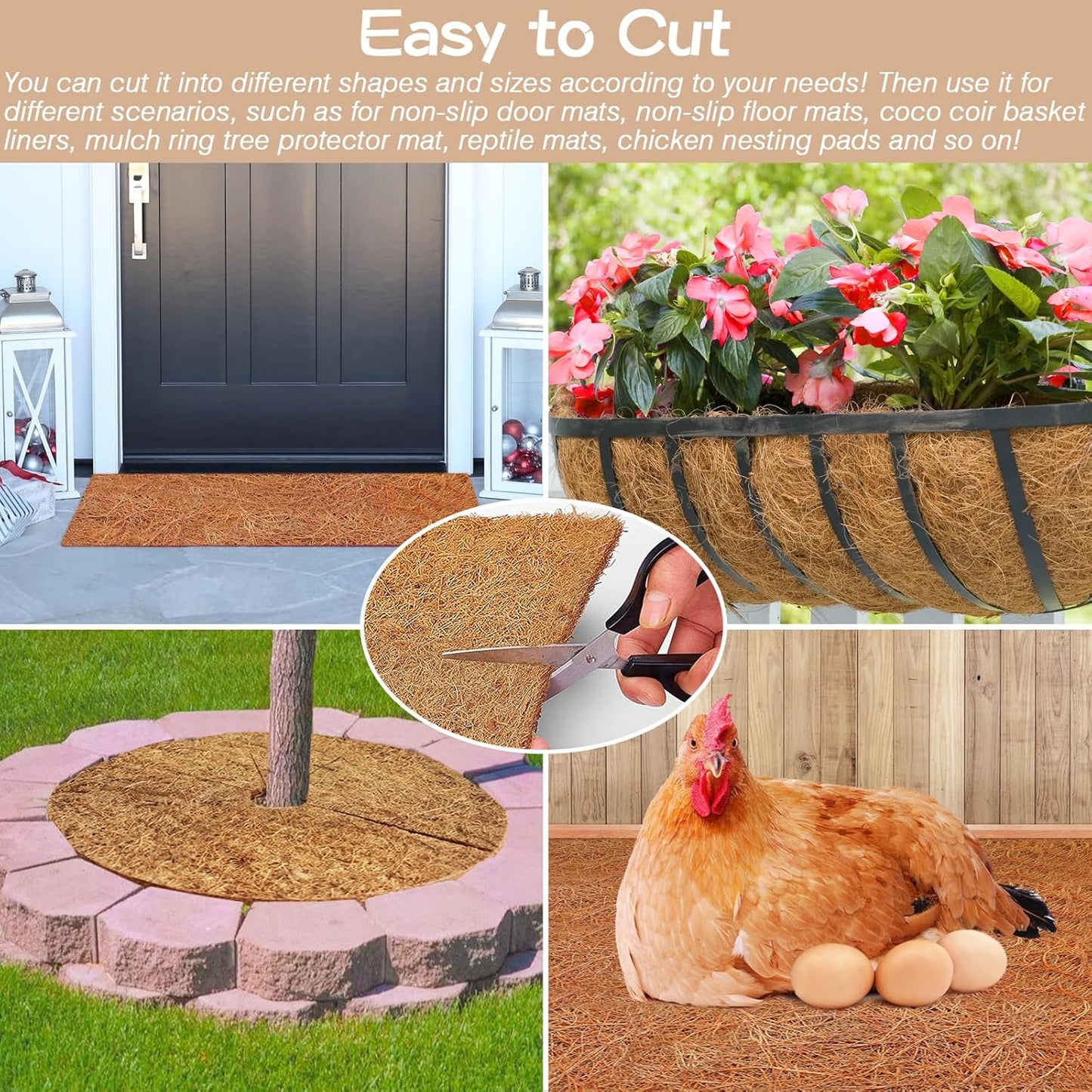 ZeeDix 2 Pack 31 x 80 x 0.28inches Thickened No-Slip Ice and Snow Carpet Mats- Natural Coconut Fiber Carpet for Garden, Front Door, Stairs, Porch Outdoor Safer Walking