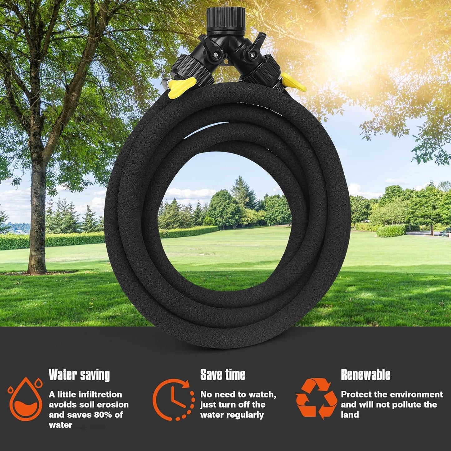 Soaker Hose 10FT Ring for Trees 1/2 Inch Rubber Longer Lasting Drip Irrigation Save 70% of Water Great for Lawn and Yard