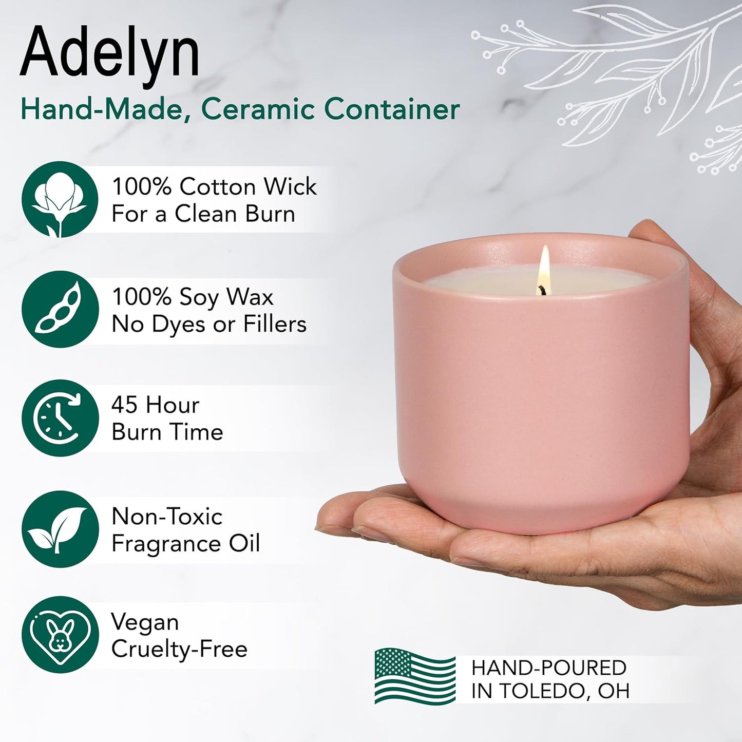 The Growing Candle, from Flame to Flower, Lilac Scented, Non-Toxic, 100% Soy Wax, Indoor Wildflower Garden, Aromatherapy Gift for Women, 8oz, 45 Hr Burn Time, Adelyn