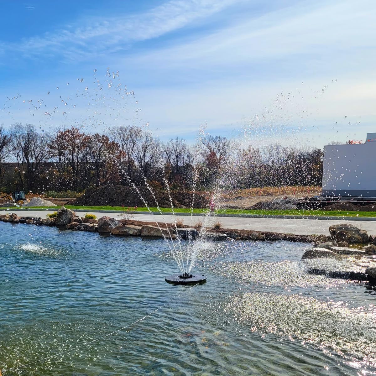 HALF OFF PONDS Floating Fountain – 1/2 HP Pond Aerator, 100' Cord – 6,100 GPH Water Pump – 9 Spray Patterns - Improves Water Quality - for Ponds & Water Gardens