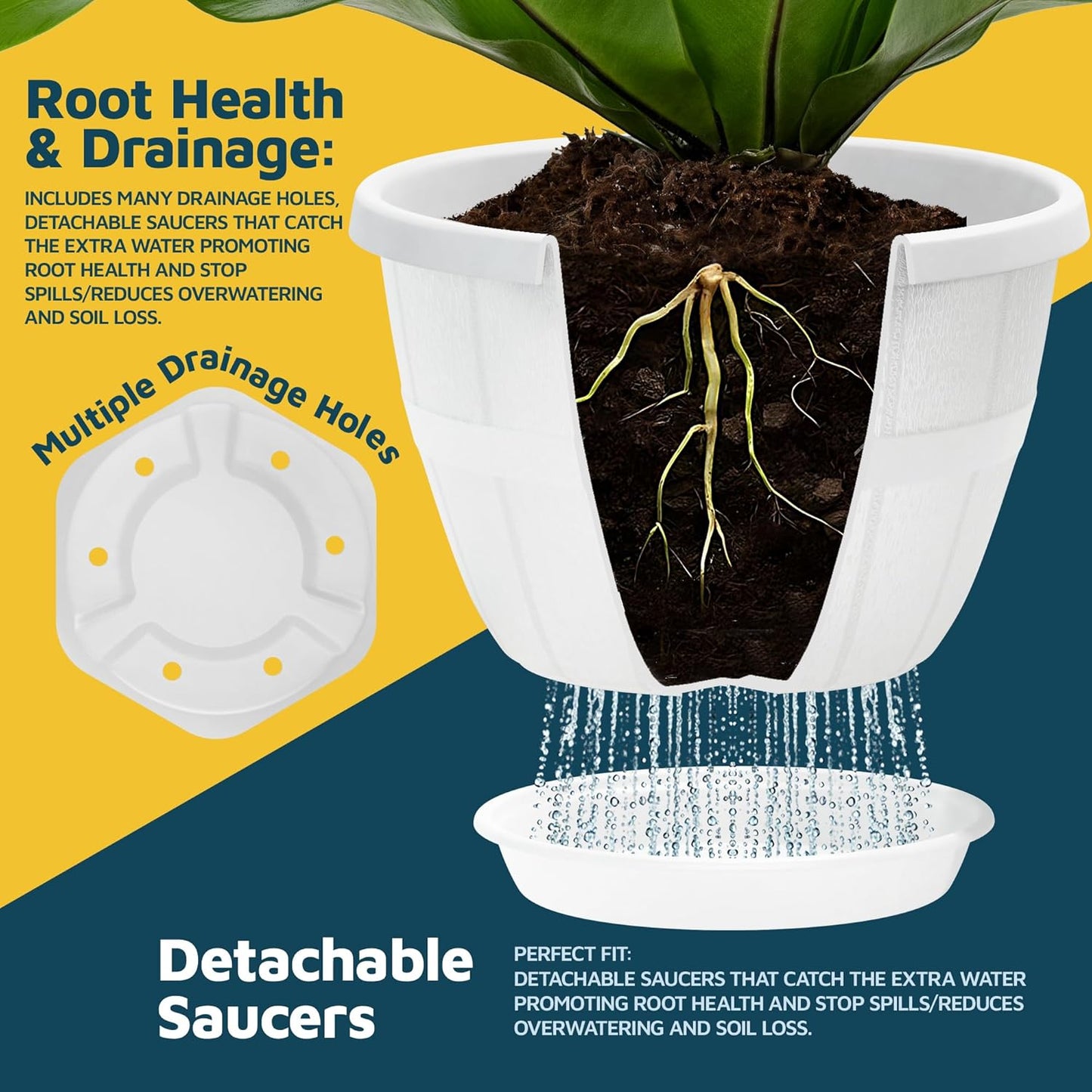 10-Inch Whiskey Barrel Planters Outdoor Pack of 20 - Durable Plastic Plant Pots for Indoor & Outdoor Use with Drainage & Saucer, Lightweight Rustic Barrel Planters for Flowers, Herbs & Small Plants