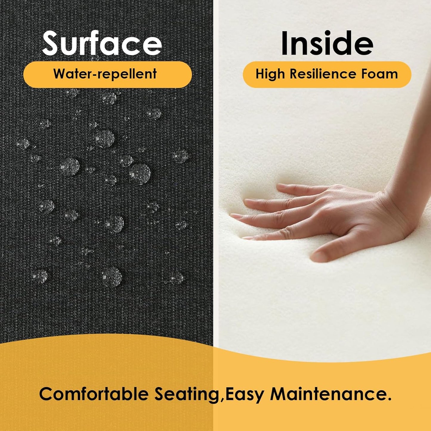 Outdoor Square Corner Seat Cushion, 19"x19"x3", Set of 4, Non Slip Seat Cushion Pads with Removable Cover for Patio Furniture, Garden Yard Lawn, Charcoal Gray