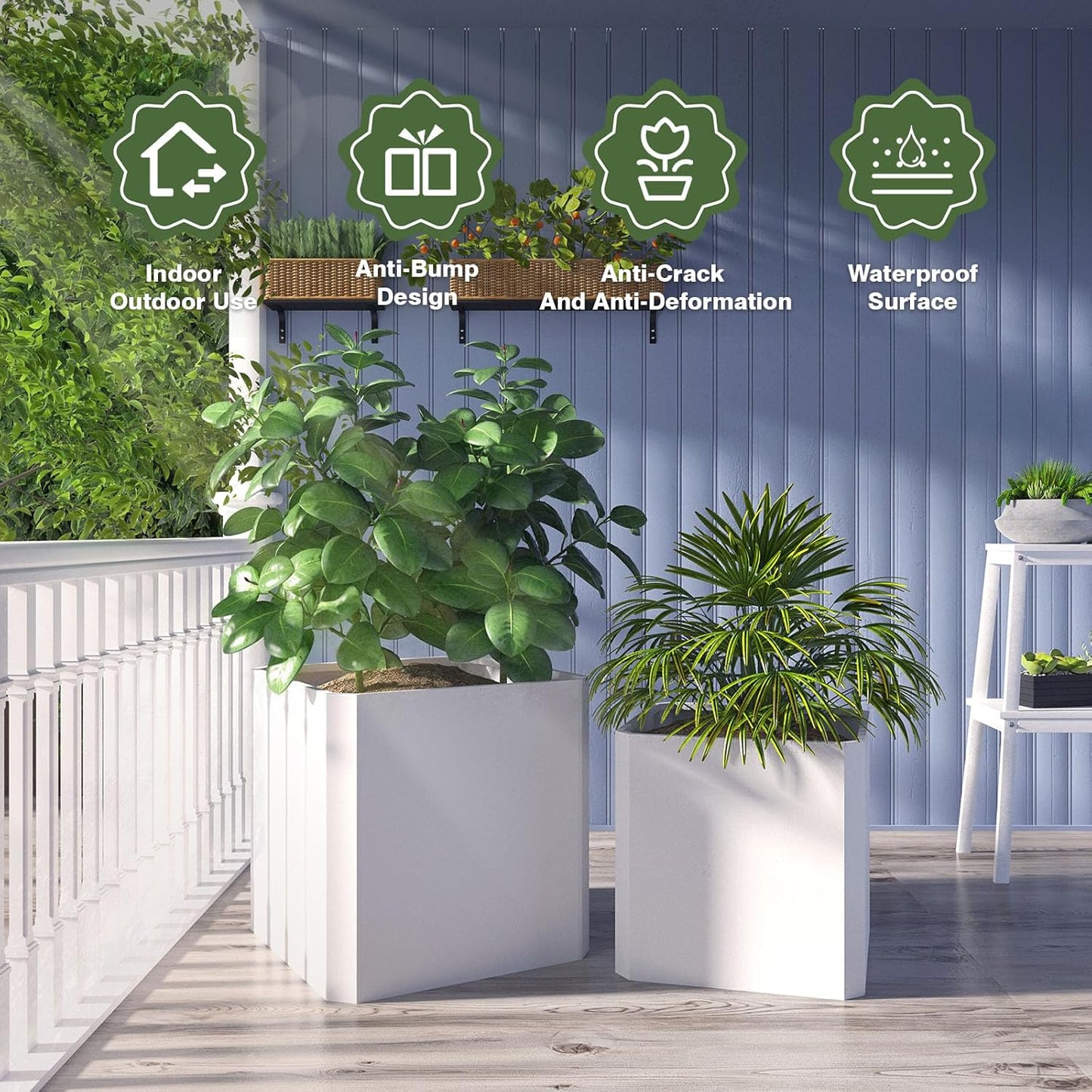 Steel Planter Box-26"x26"x26"-Large Square Planter Box-Outdoor Indoor-Cube Steel Planter Heavy Duty White Metal Planter Flower Pot Commercial Residential for Home Garden Porch Hotel Patio