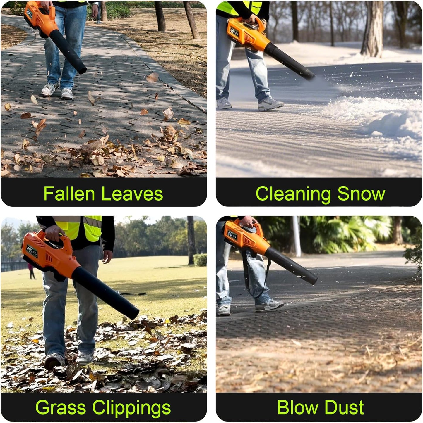 Leaf Blower Cordless with Battery - 40V Powerful Electric Leaf Blower, 600CFM &180MPH and Variable-Speed with 5.0Ah Battery and Charger for Lawn Care, Patio, Dust, Blowing Leaves (Orange)