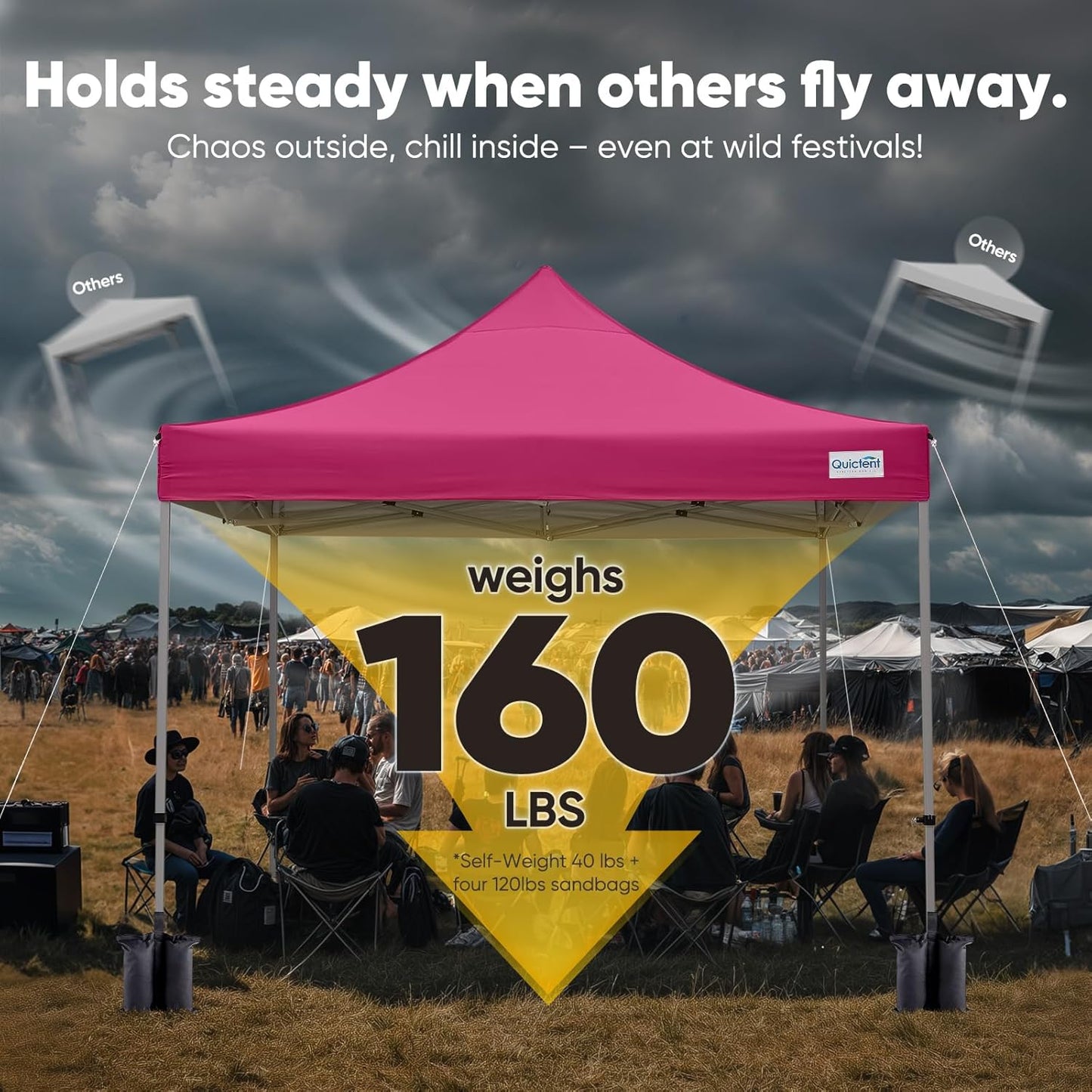 Quictent 10x10 Heavy Duty Pop Up Canopy Tent- Easy up Outdoor Commercial Canopies, Waterproof, 11ft Interior Height, Easy Setup, Includes Sand Weight Bags and Wheeled Carry Bag