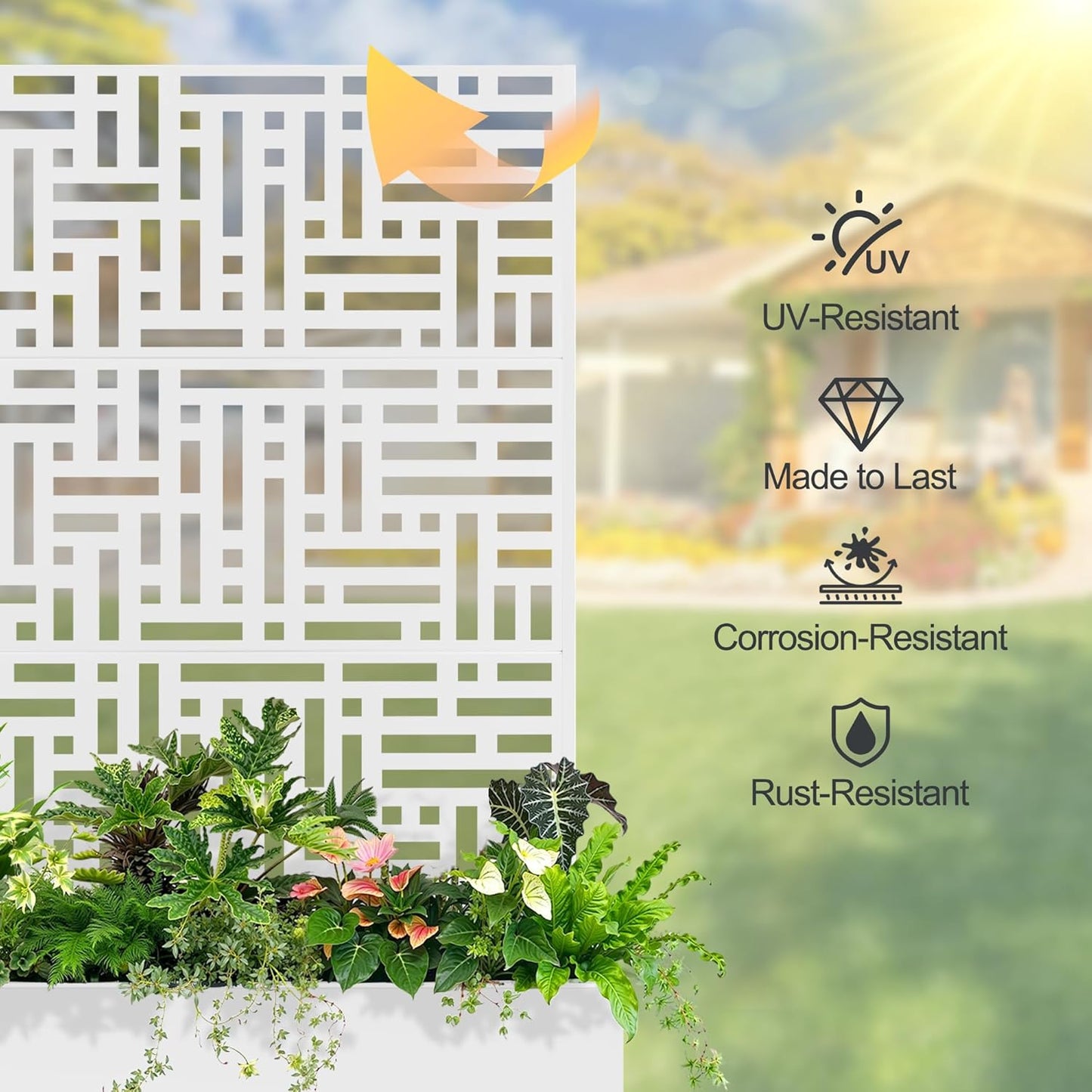 Raised Garden Bed with Trellis and Wheels,73"x47"x16" Metal Raised Garden Bed,White Modern Metal Planter with Climbing Trellis for Vines & Vegetables