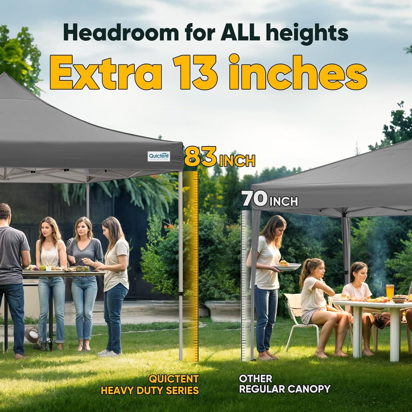 Quictent 10x10 Heavy Duty Pop Up Canopy Tent- Easy up Outdoor Commercial Canopies, Waterproof, 11ft Interior Height, Easy Setup, Includes Sand Weight Bags and Wheeled Carry Bag
