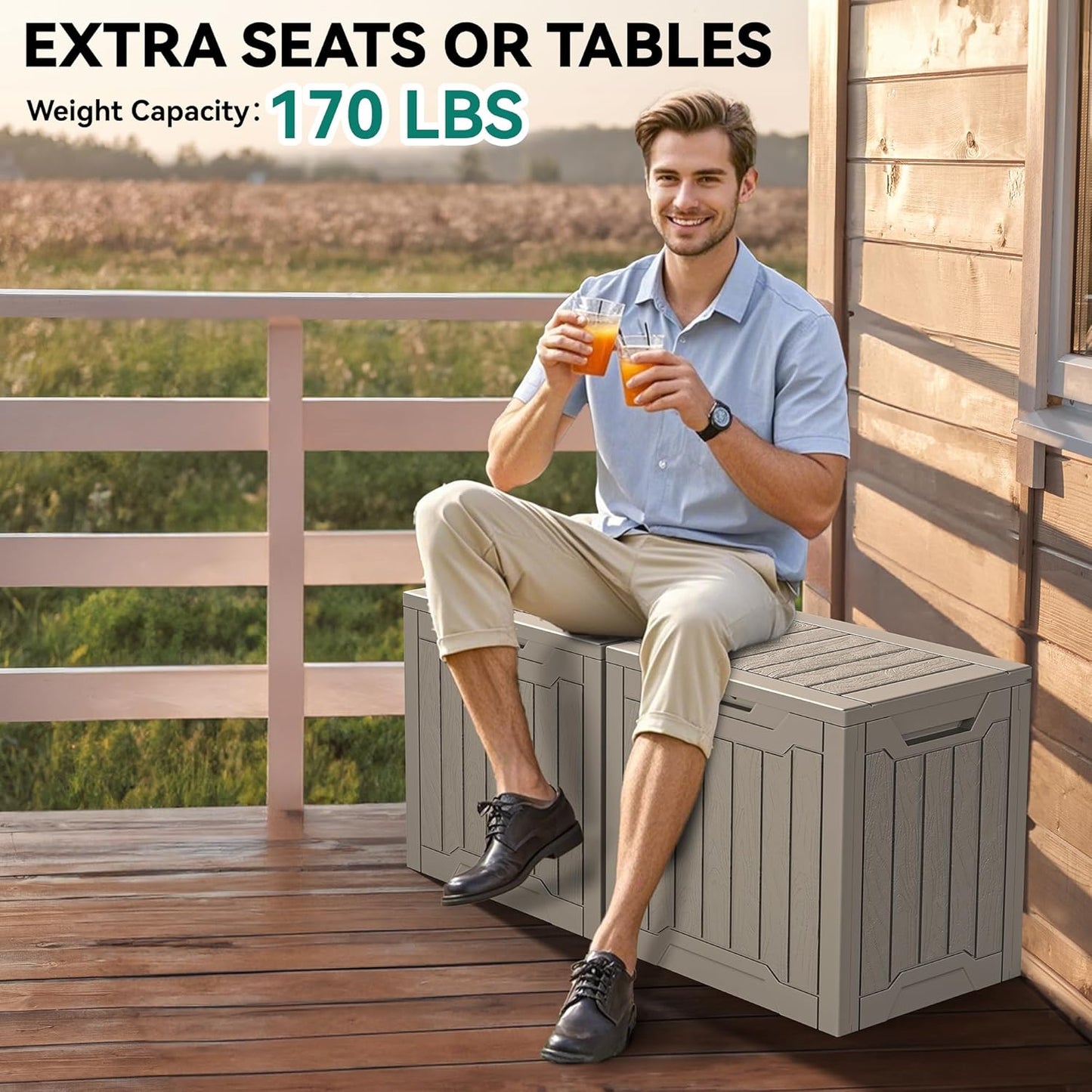 YITAHOME 31 Gallon Outdoor Storage Box, Resin Deck Box and Waterproof Package Delivery Box for Gardening Tools, Pool Supplies, Patio Furniture, Lockable, Taupe