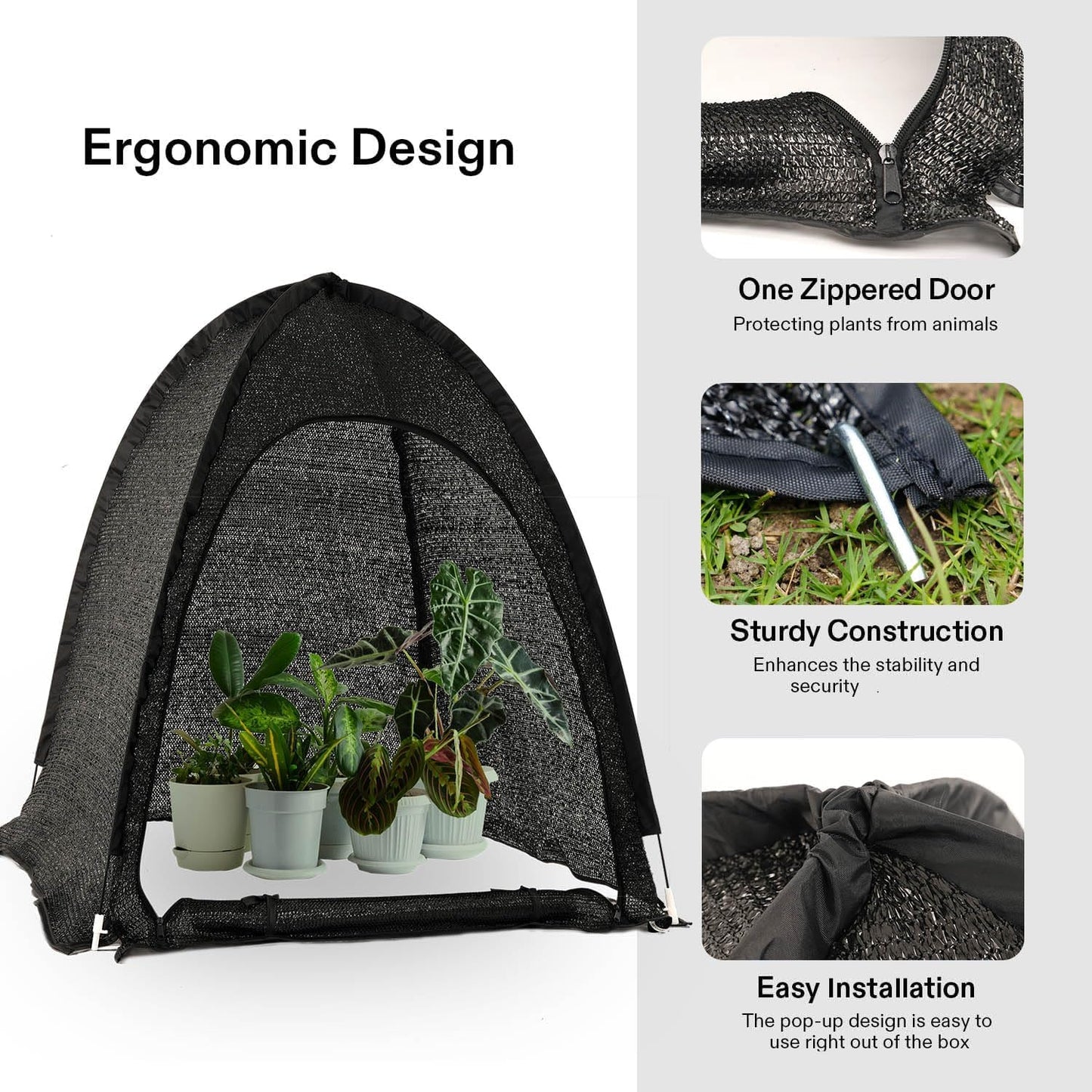 Porayhut Pop up Sunshade Cloth Pack of 2,Easy Open Crop Shade Net 36''*36''*39''UV Resisitant Plant 80% Sunblock Net for Mini Flower Pot with Stakes