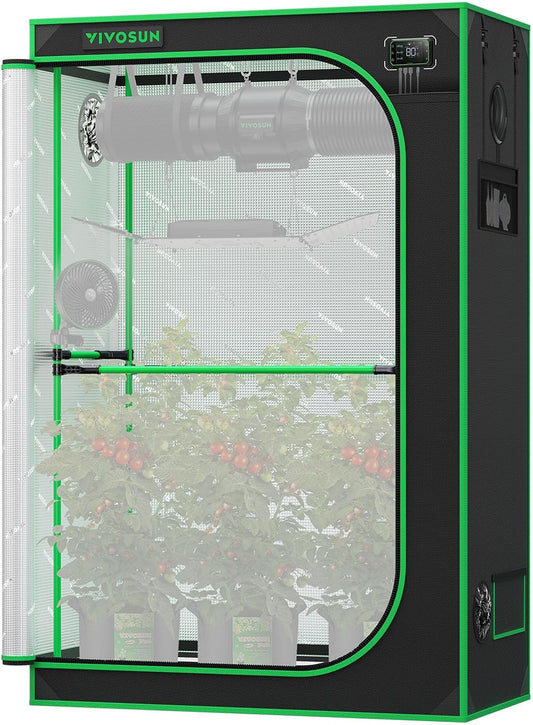 VIVOSUN P426 48"×24"×72" PRO Grow Tent, with Thick 1 inch Poles, Strengthened High Reflective Mylar Oxford Fabric, Extra Hanging Bars & High CFM Kit for Hydroponics Indoor Plant for AeroLight A200SE