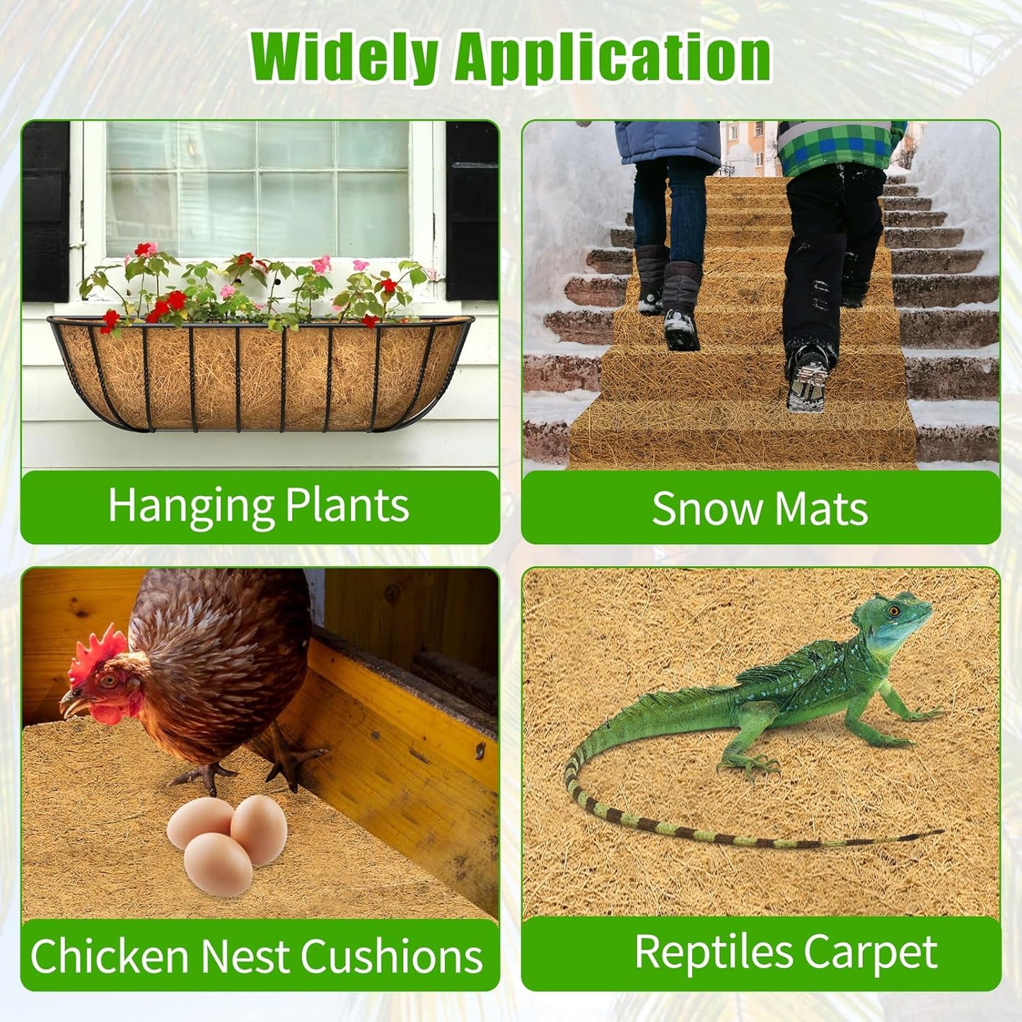 Coco Liner Roll 24x80 Inch, Natural Coconut Liners for Planter Flower Basket, Thick Coco Fiber Mat for Hanging Basket, Garden Decoration, Animal Pet Pads, Reptile Carpet