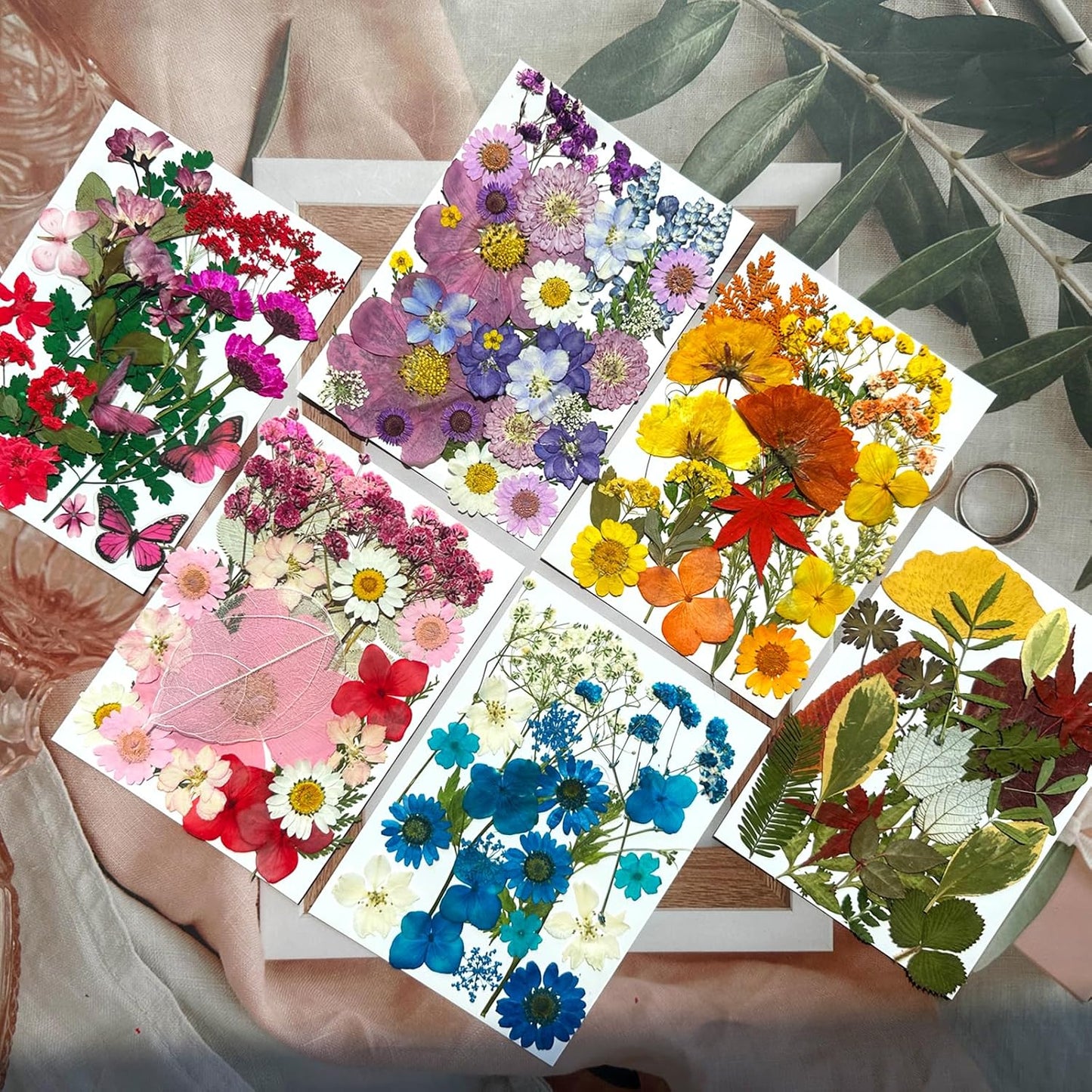 150Pcs Dried Pressed Flowers for Resin, Assorted Real Natural Bulk Dry Floral Leaves for DIY Art Crafts, Epoxy Molds, Jewelry, Soap, Candle Making, Nails Decors