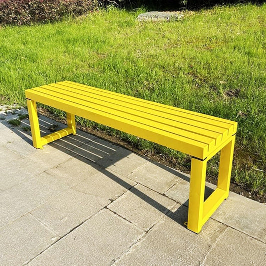 Weatherproof Metal Dining Bench, Outdoor Bench Backless Patio Bench 2-Person Farmhouse Bench Garden Bench for Kitchen, Living Room, Entryway(Yellow,47in)