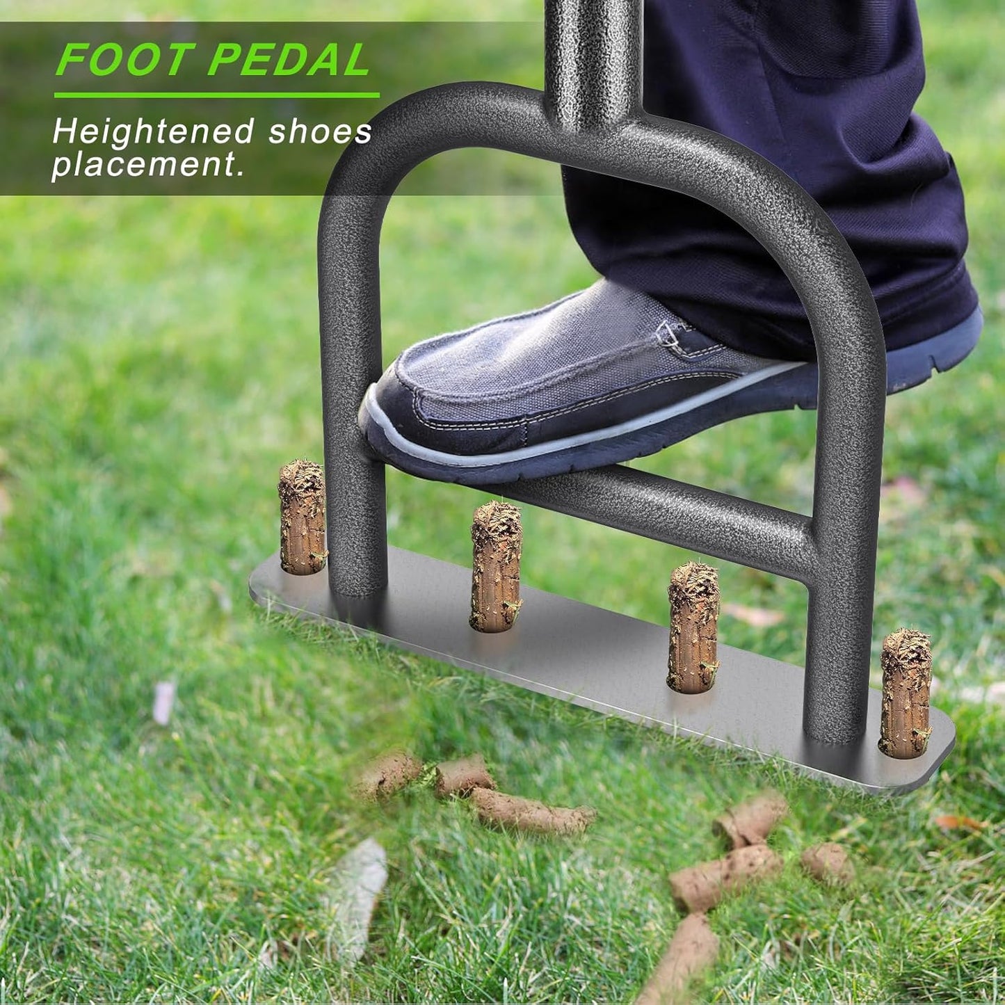 Dolibest Lawn Coring Aerator, Manual Lawn Aerator, 4 Stainless Stee Corer Plug Aerator with Soft Rubber Grip, Pre-Assembled Manual Grass Aerating Tool & Cleaning Hand Tool for Improving Lawn Health