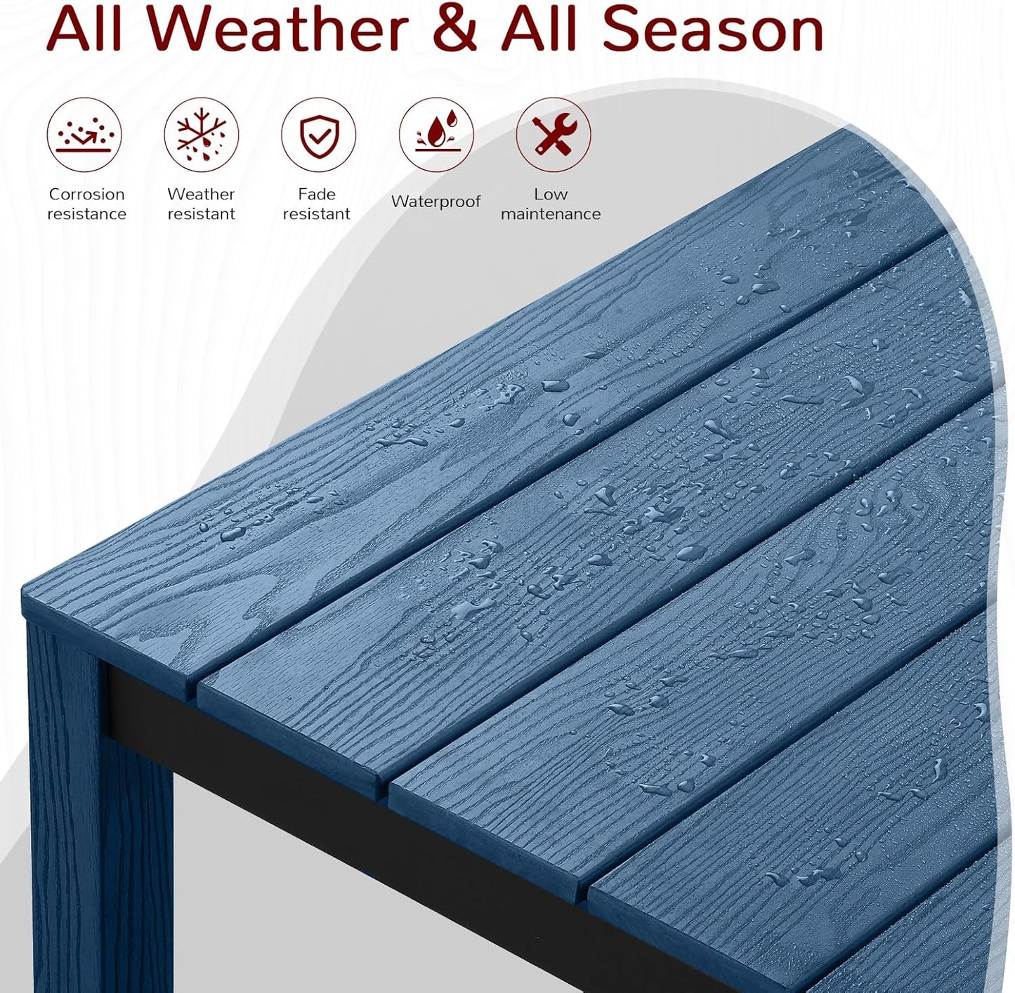 Stoog All-Weather Patio Dining Sets, 7 Pieces Waterproof Dining Table and Chairs Set, HIPS & Aluminum Dining Table with Umbrella Hole, Never Rot or Fade, for Garden, Backyard, Deck, Blue