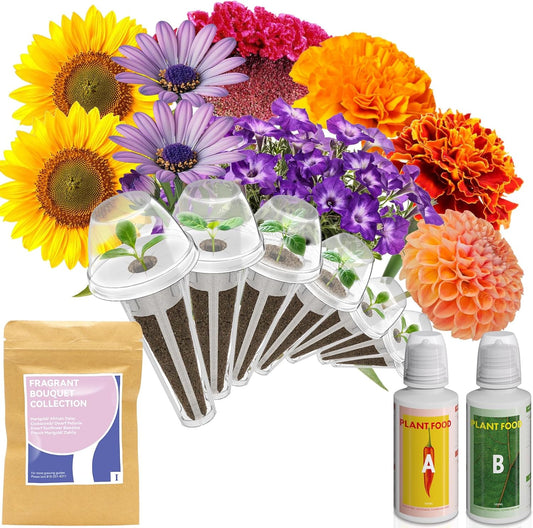 inbloom Fragrant Bouquet Seed Pod Kit for AeroGarden, iDoo, Ahopegarden, GARDENCUBE, 7 Pods (350+ Flower Seeds with Sunflower, Petunia, Mexican Marigold, Cockscomb, French Marigold, Dahlia)