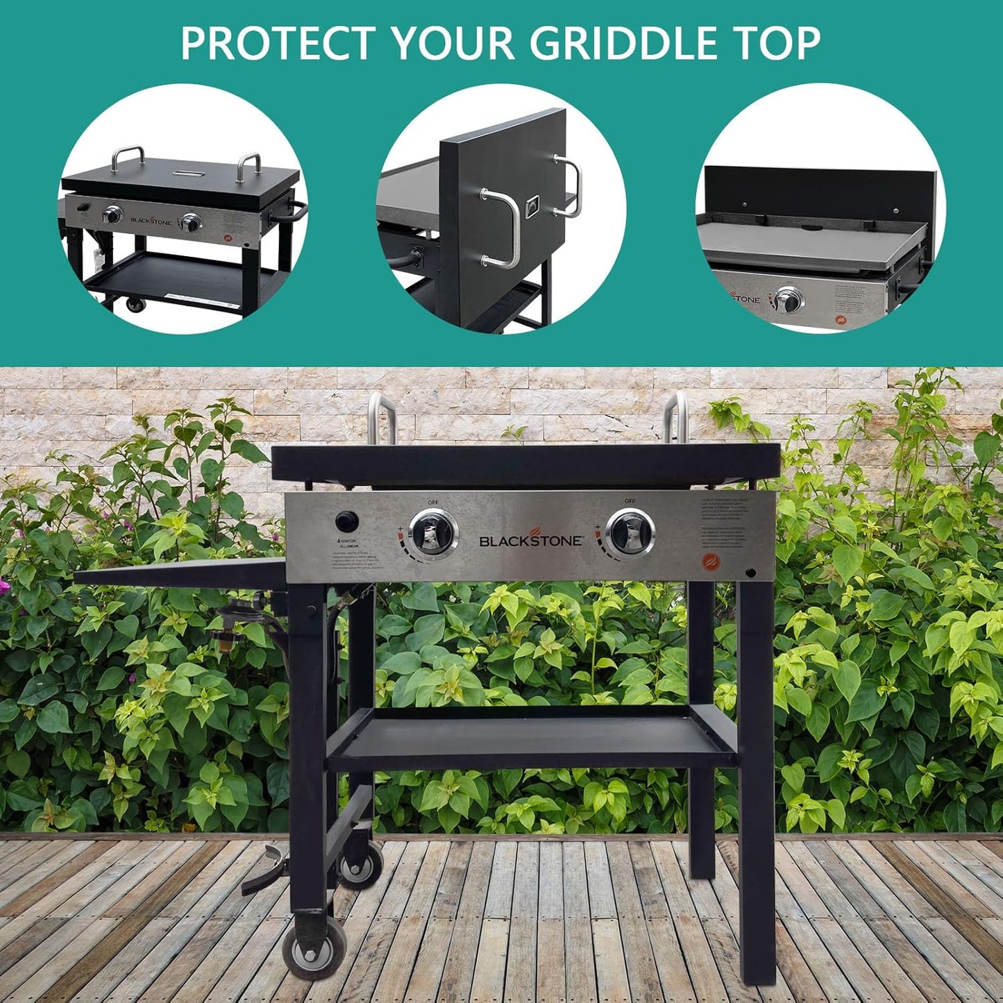 5003 Hard Cover for Blackstone 28" Griddle, and 1529 Heavy Duty Grill Cover for Blackstone 28" Griddle, Black