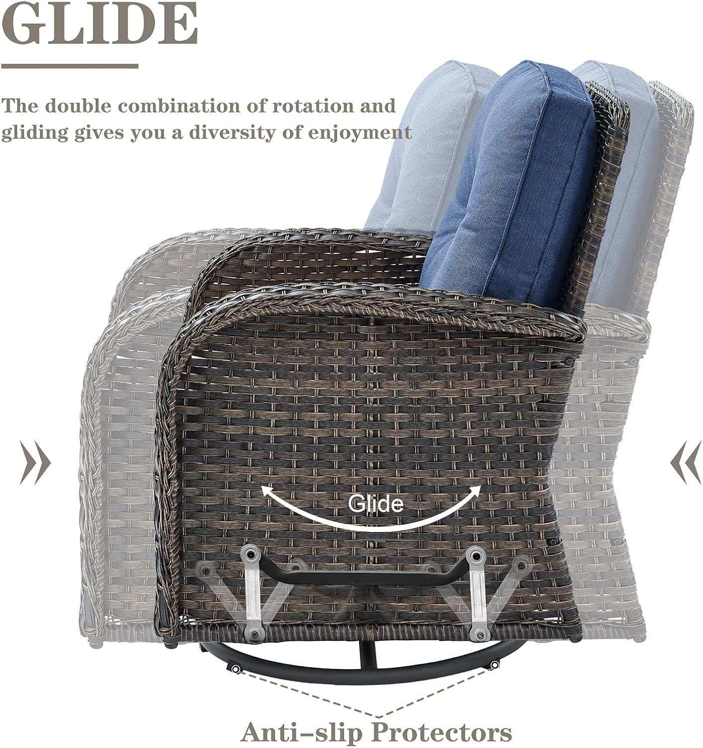 Patio Wicker Furniture with Swivel Rocker Chairs Loveseat, 5 Piece Rattan Furniture Outdoor Table and Chairs Set for Patio Deck Porch Backyard