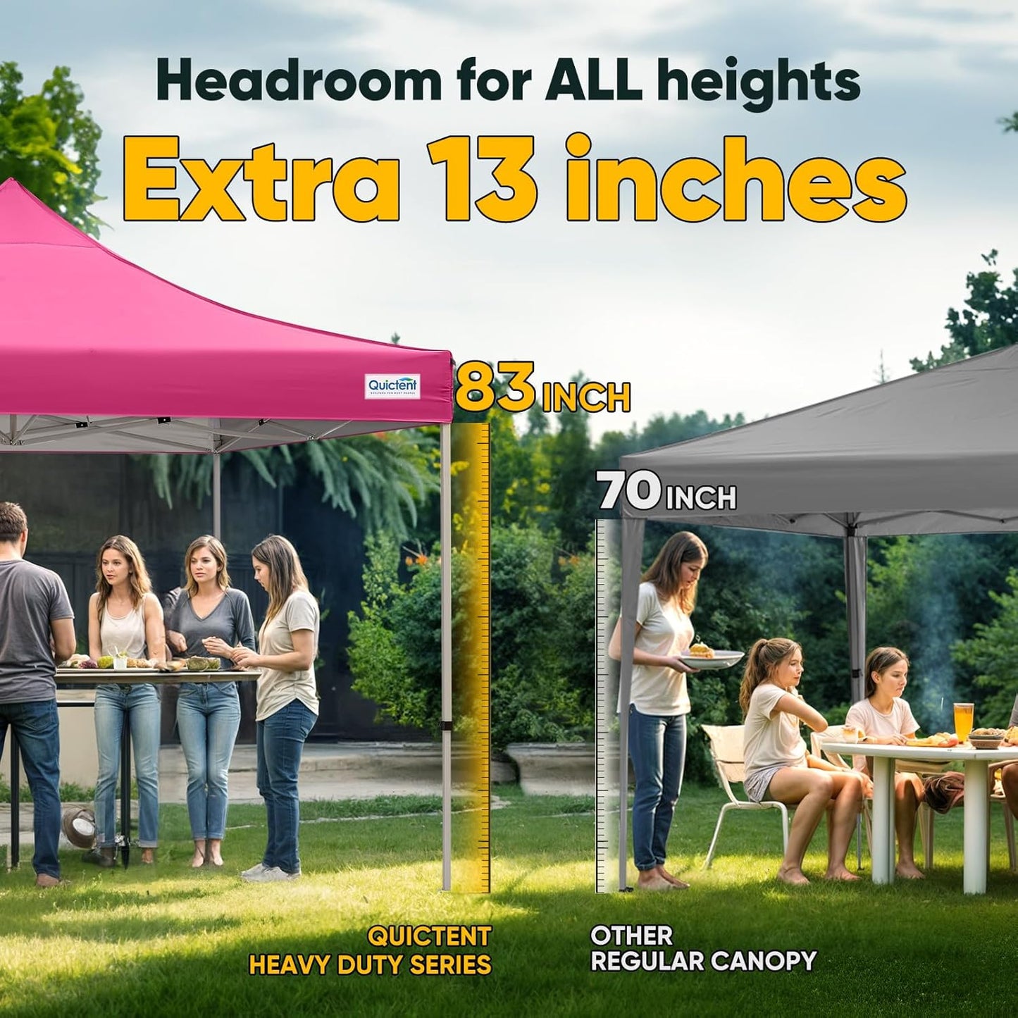Quictent 10x10 Heavy Duty Pop Up Canopy Tent- Easy up Outdoor Commercial Canopies, Waterproof, 11ft Interior Height, Easy Setup, Includes Sand Weight Bags and Wheeled Carry Bag