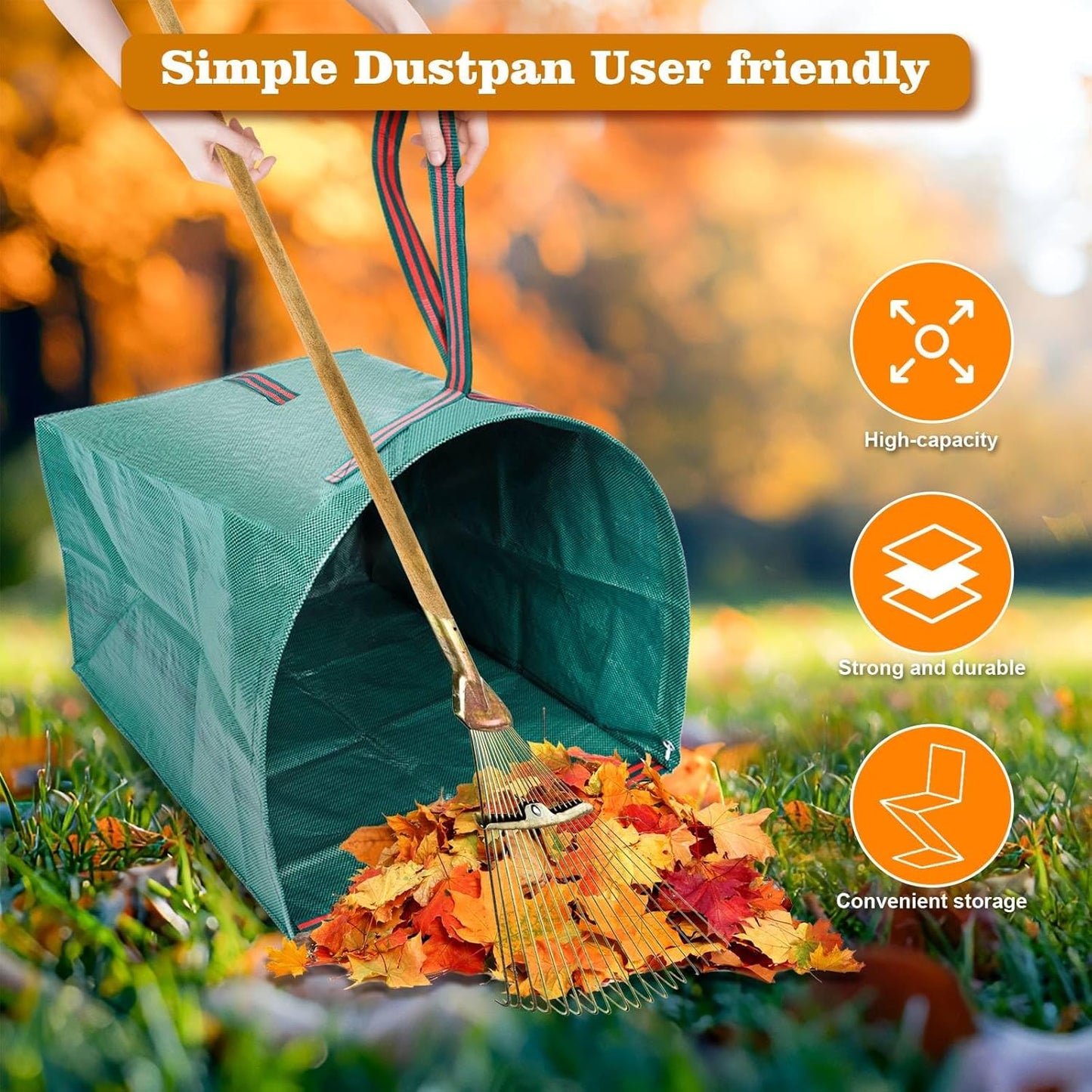 4-Pack leaf collectors,Large Yard Dustpan-Type 53-Gallon Garden Bag for Collecting Leaves，Reuseable Heavy Duty lawn and leaf bags，Garden Waste Container for Clean Up Outdoor Debris Grass Clippings