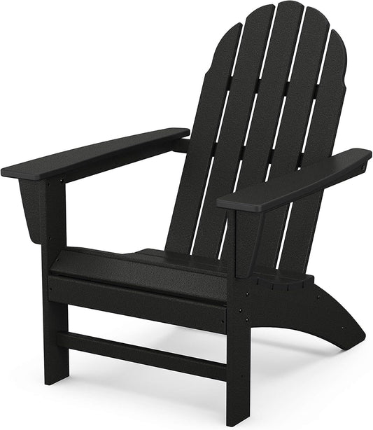 Polywood Vineyard Adirondack Chair - Black HDPE Outdoor Patio Furniture - Classic Design for Deck, Lawn, Garden, Beach, Pool, Fire Pit - Comfortable Wide Armrests