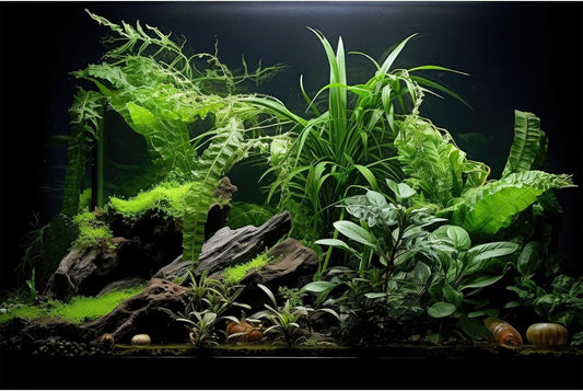 Aquarium Background Freshwater Green Plants Terrarium Background Aquatic Underwater Sea Grass Tank Background Wood Root Rock with Moss Jungle Style Fish Tank Background Poster Wallpaper 36x24in