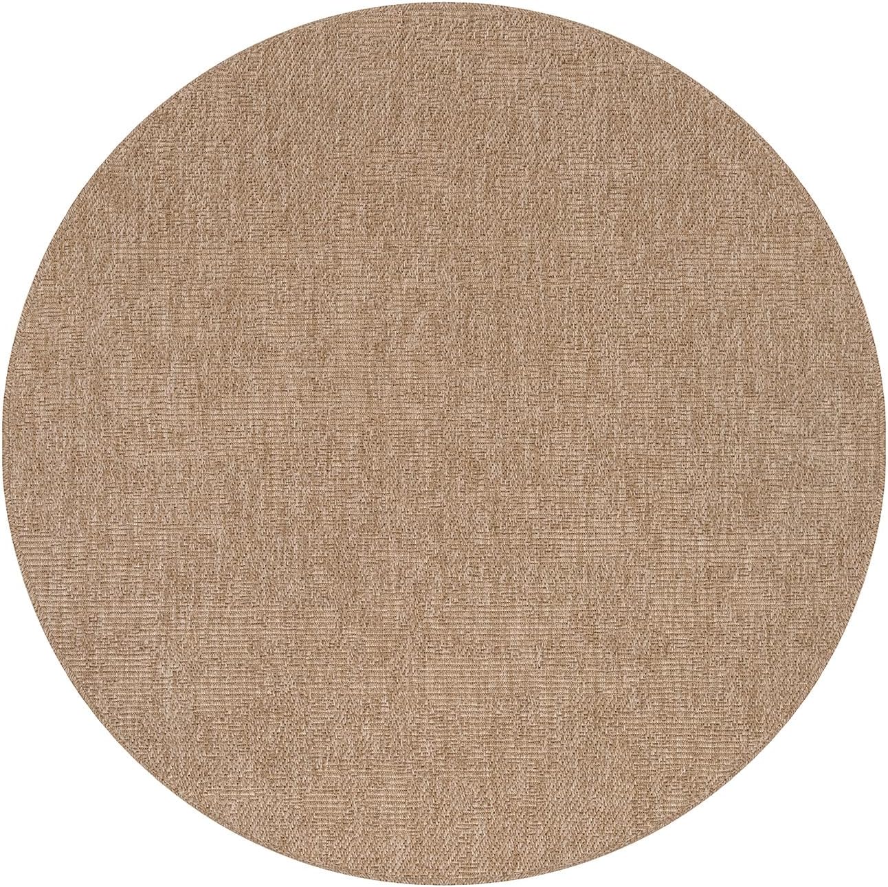 CAMILSON Easy Jute Round Rug 6ft Indoor Outdoor Natural Color Fiber Area Rugs for Living Room Patio and Kitchen Rug Solid Boho Woven Design Easy-Cleaning Washable Outside Carpet Alfombras (6 Round)