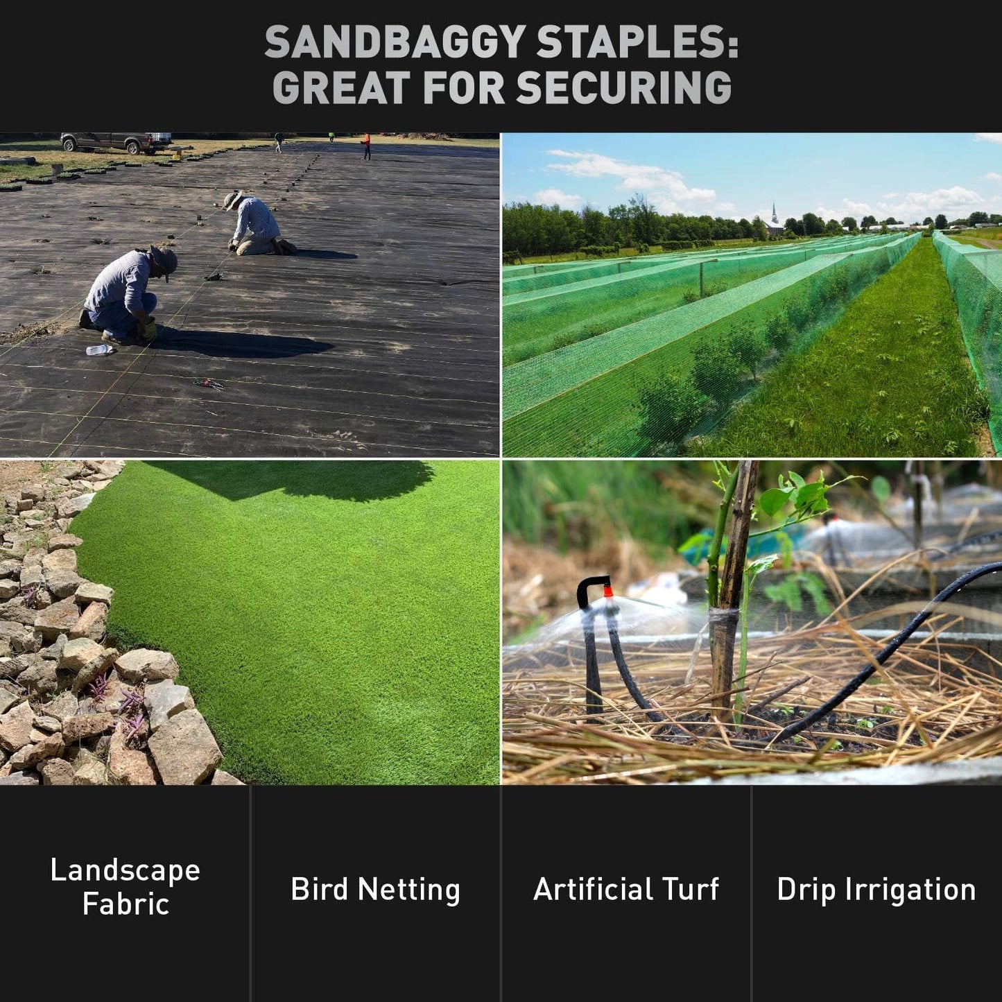 Sandbaggy 6 Inch Long Galvanized Landscape Staples ~ SOD Staples Garden Stakes Square Pins (500 Staples)